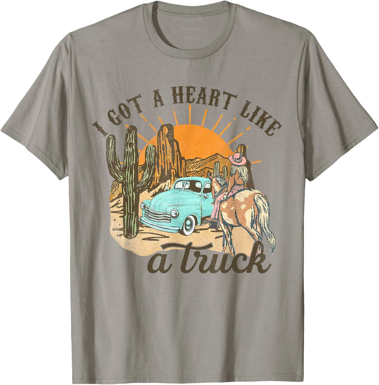 Heart Like A Truck, Howdy Rodeo Western, Southern Cowgirls T-Shirt - T-Shirt | Sand