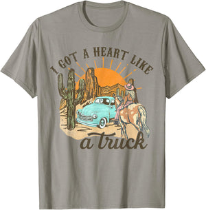 Heart Like A Truck, Howdy Rodeo Western, Southern Cowgirls T-Shirt - T-Shirt | Sand