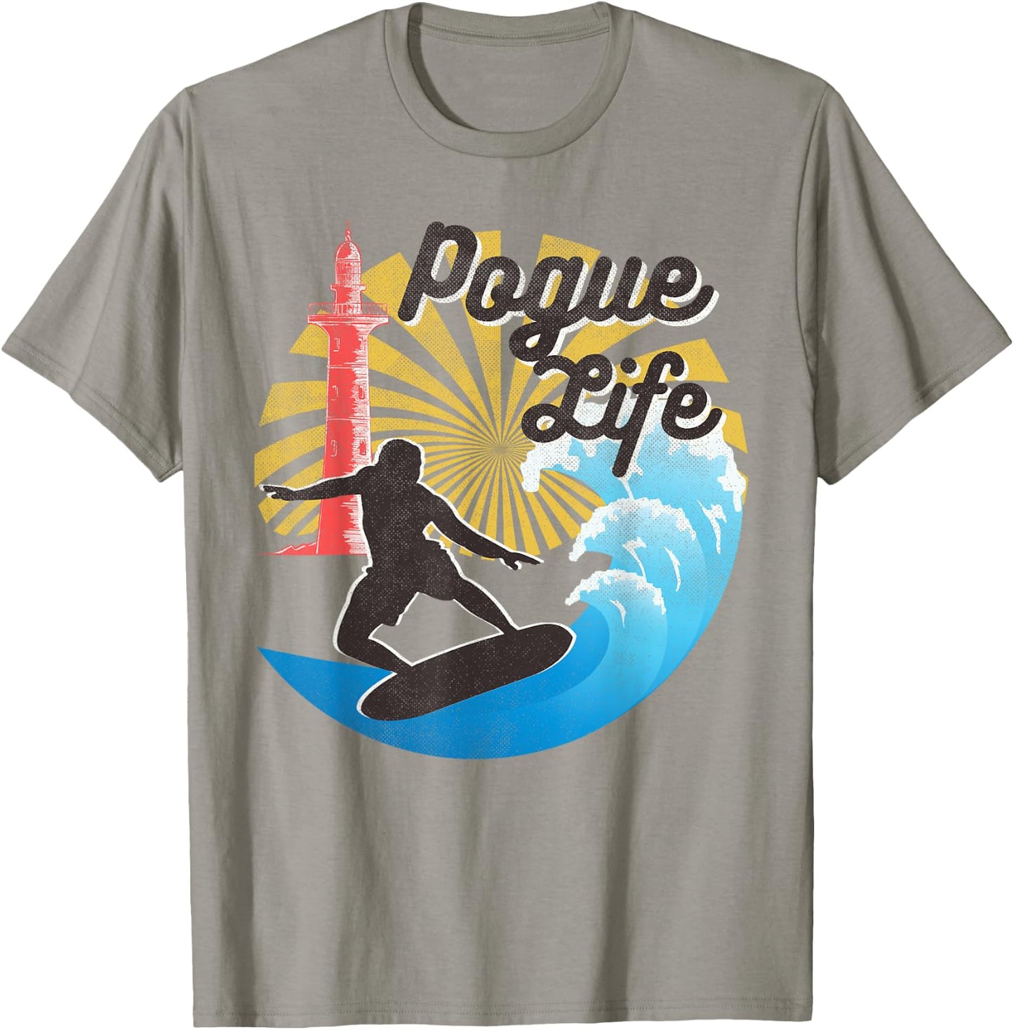 Surfing Life Pogue Beach Van Light Houses Retro Distressed T-Shirt - T-Shirt | Sand