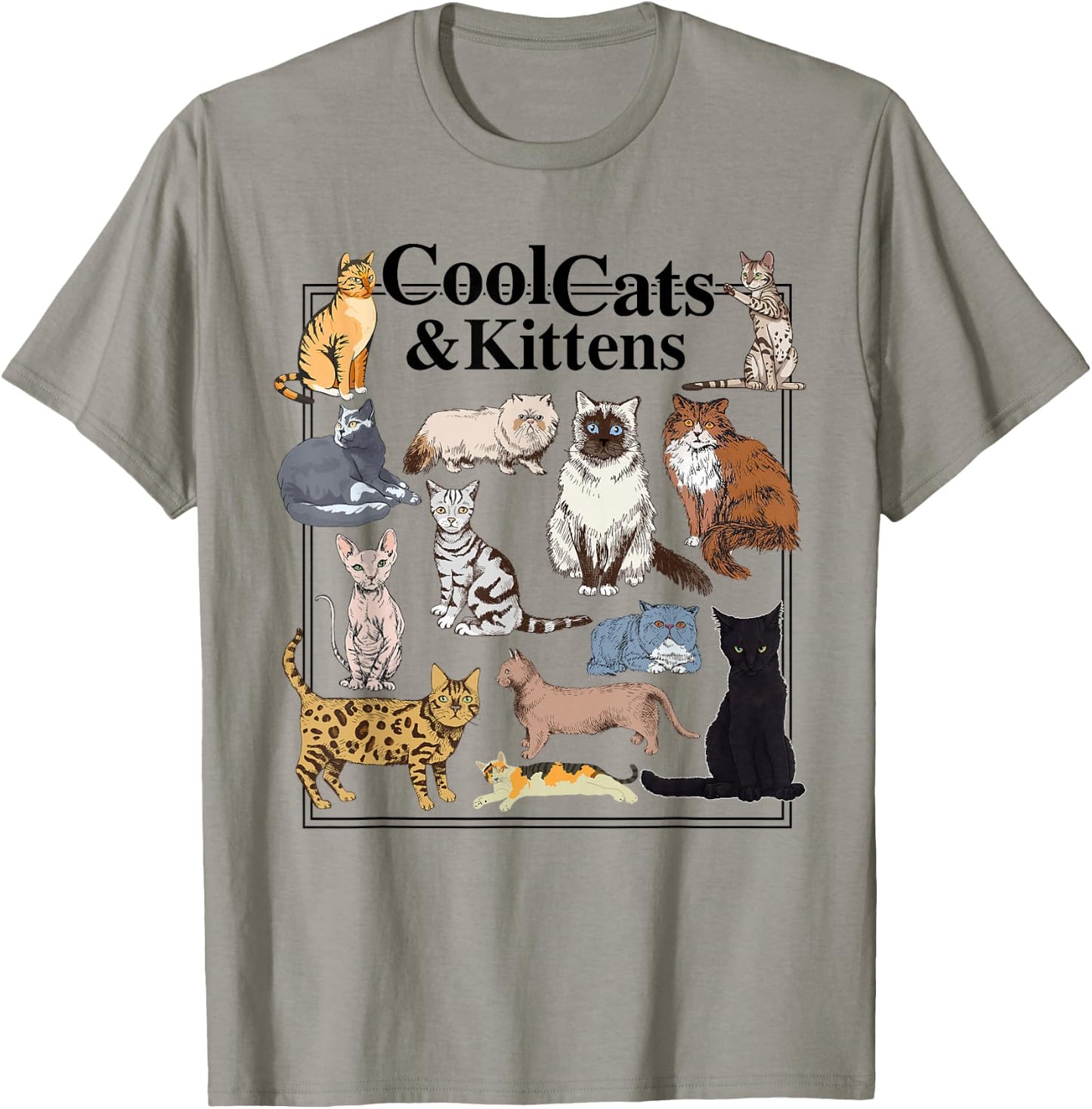 Cools Cat and Kitten Cat Types Funny T-Shirt - T-Shirt | Sand