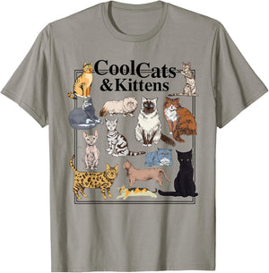 Cools Cat and Kitten Cat Types Funny T-Shirt - T-Shirt | Sand