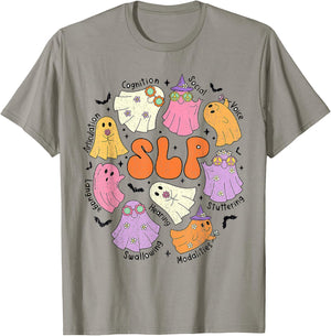 Speech Therapy SLP Ghost Speech Therapy Halloween Slp Hal T-Shirt - T-Shirt | Sand