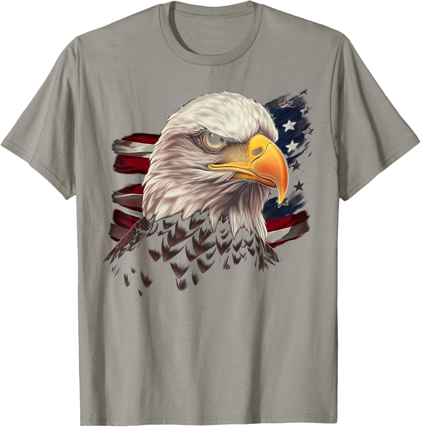 American Flag Eagle Birds USA Patriotic Design T-Shirt - T-Shirt | Sand