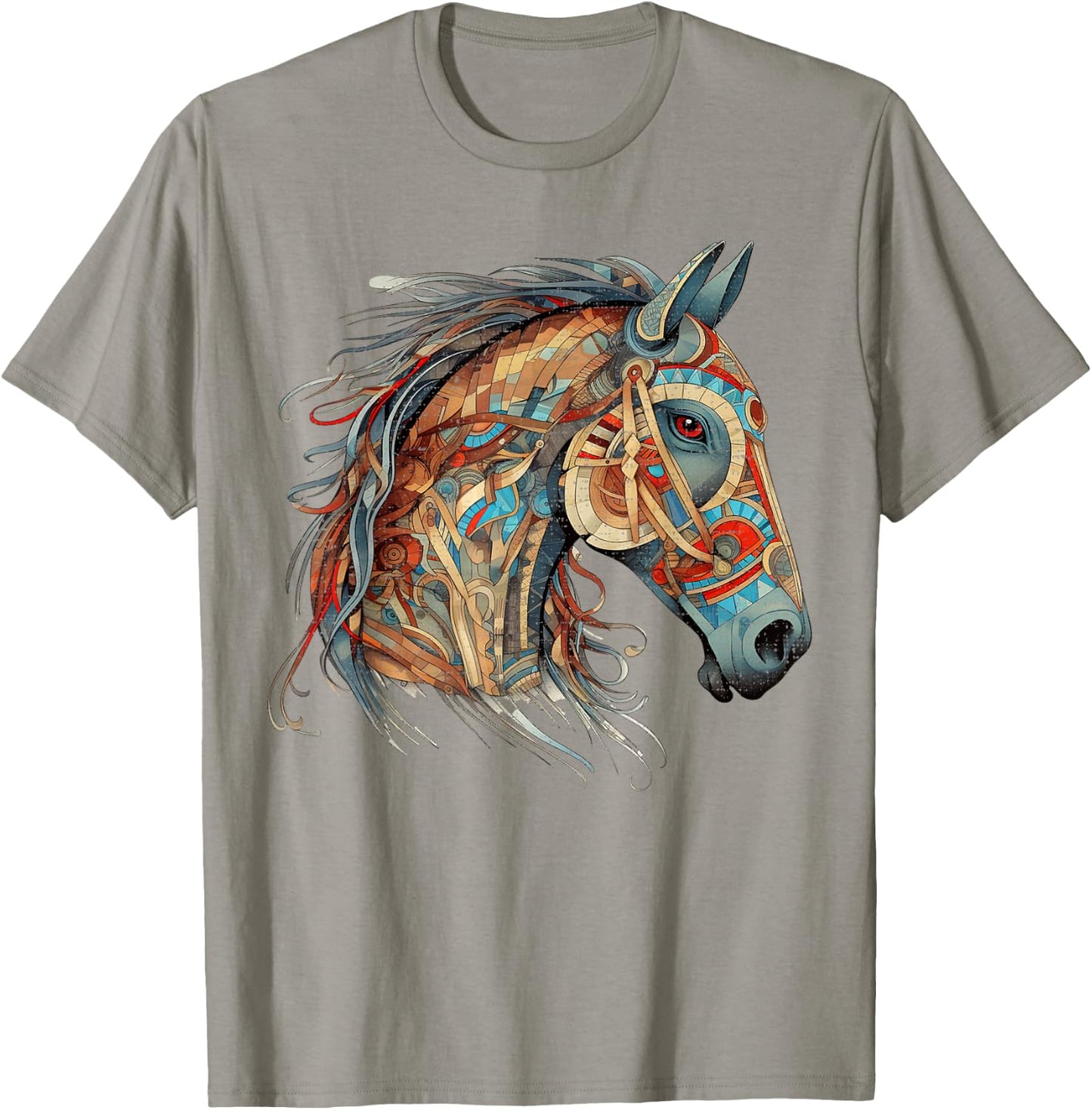 Horse Tribal Abstract Art Native American Geometric Horses T-Shirt - T-Shirt | Sand