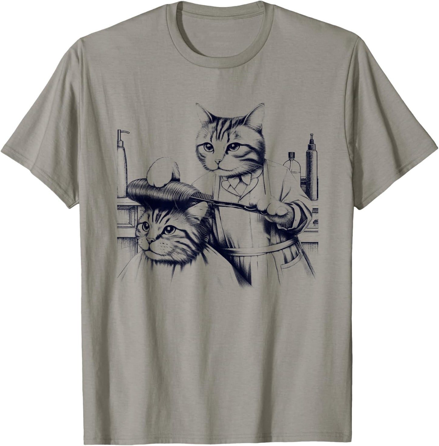 Vintage Retro Hair Stylist Cat Kitten Lover Men Women Kids T-Shirt - T-Shirt | Sand