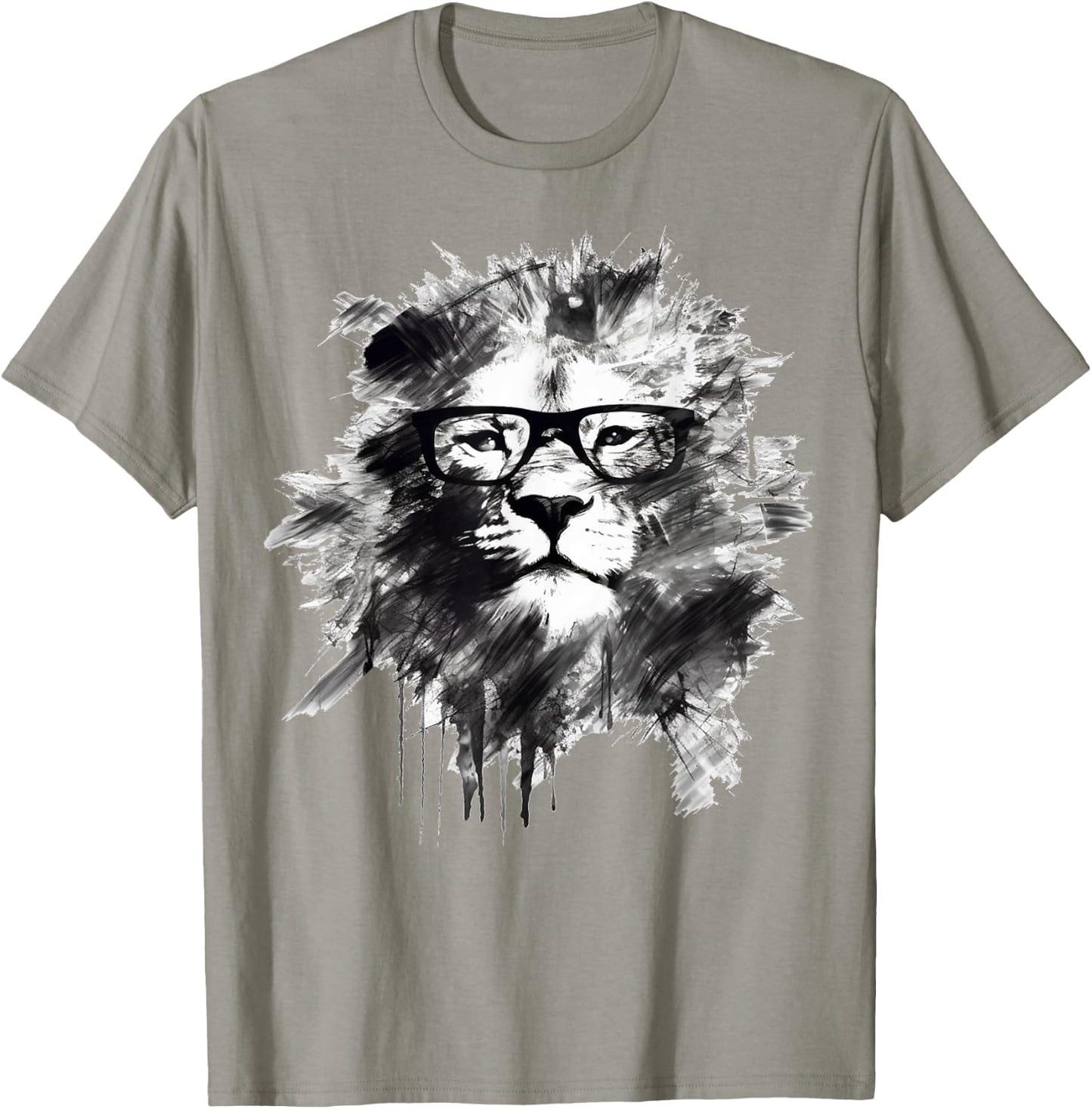 Lion Artwork Glasses - Art Animal Drawing Lion T-Shirt - T-Shirt | Sand