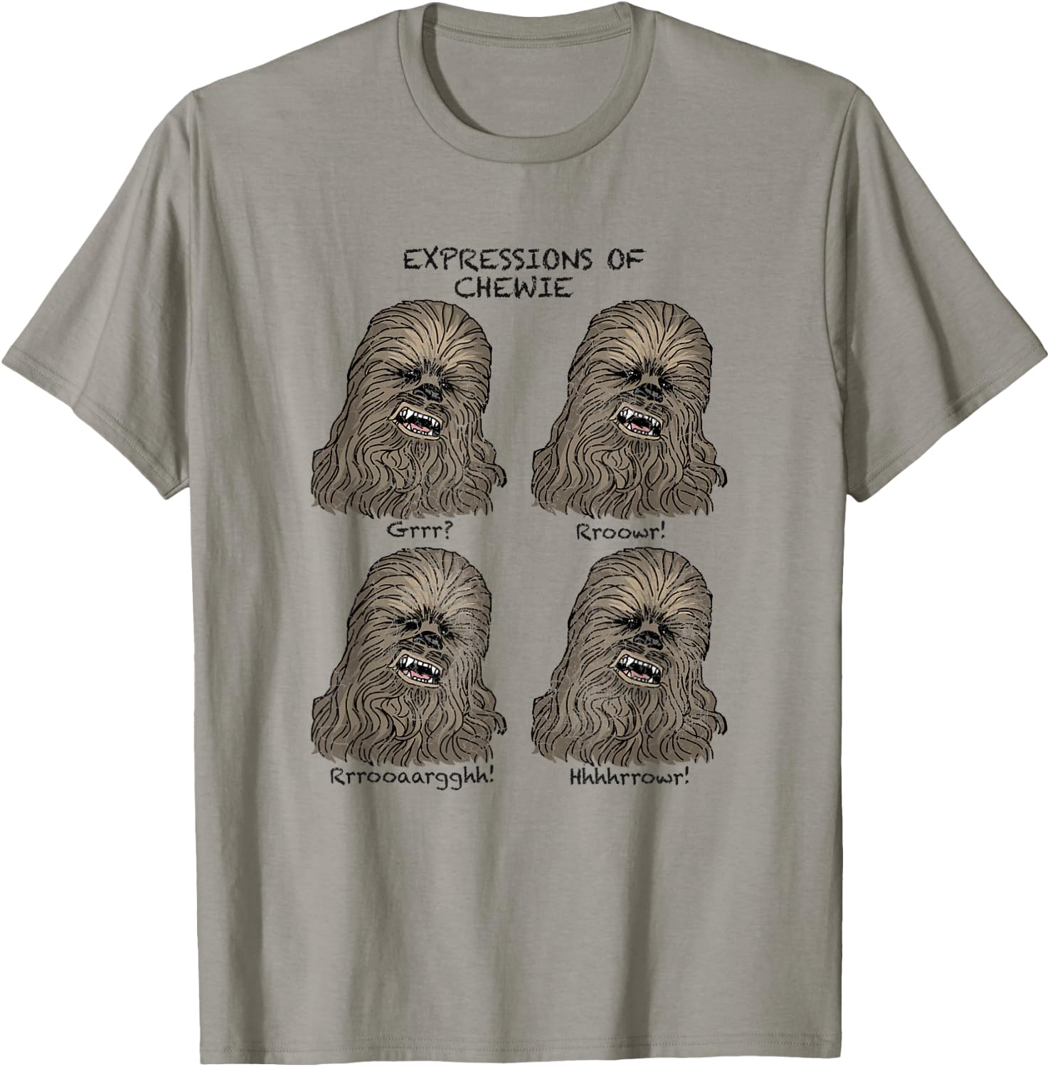 Star Wars Chewbacca Expressions Of Chewie Wookie Faces T-Shirt - T-Shirt | Sand