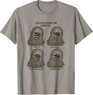 Star Wars Chewbacca Expressions Of Chewie Wookie Faces T-Shirt - T-Shirt | Sand