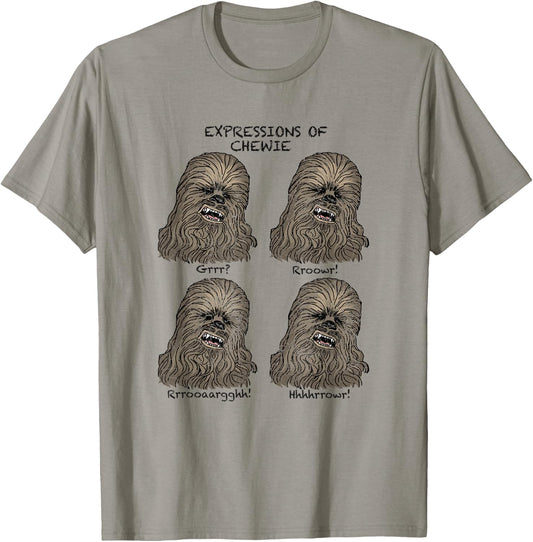 Star Wars Chewbacca Expressions Of Chewie Wookie Faces T-Shirt - T-Shirt | Sand