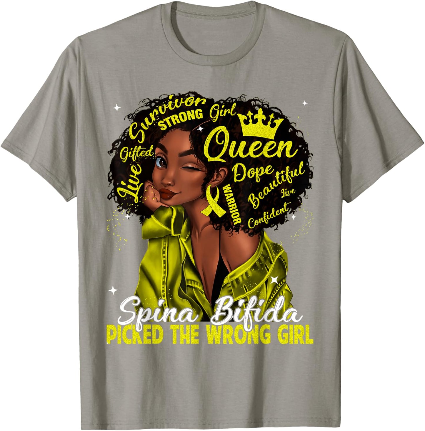 Spina Bifida Picked The Wrong Girl Black Queen Women Girls T-Shirt - T-Shirt | Sand