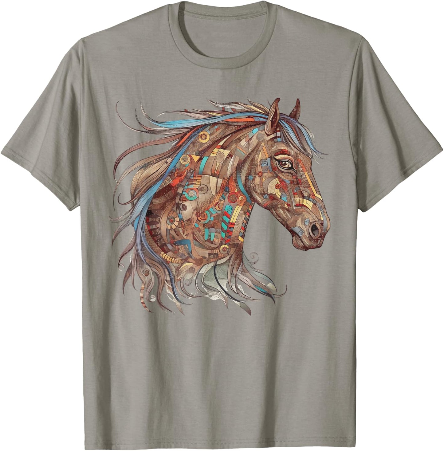 Horse Tribal Abstract Art Native American Geometric Horses T-Shirt - T-Shirt | Sand