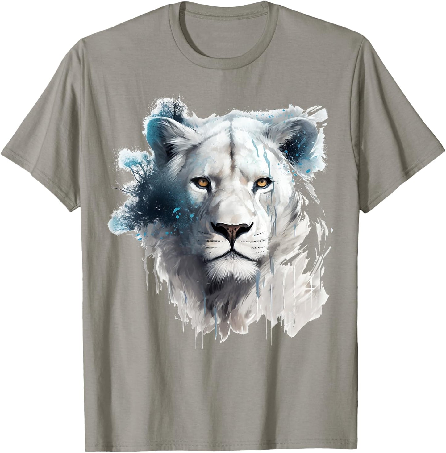 Lion in White - Art Animal Motif Zoo Lion T-Shirt - T-Shirt | Sand
