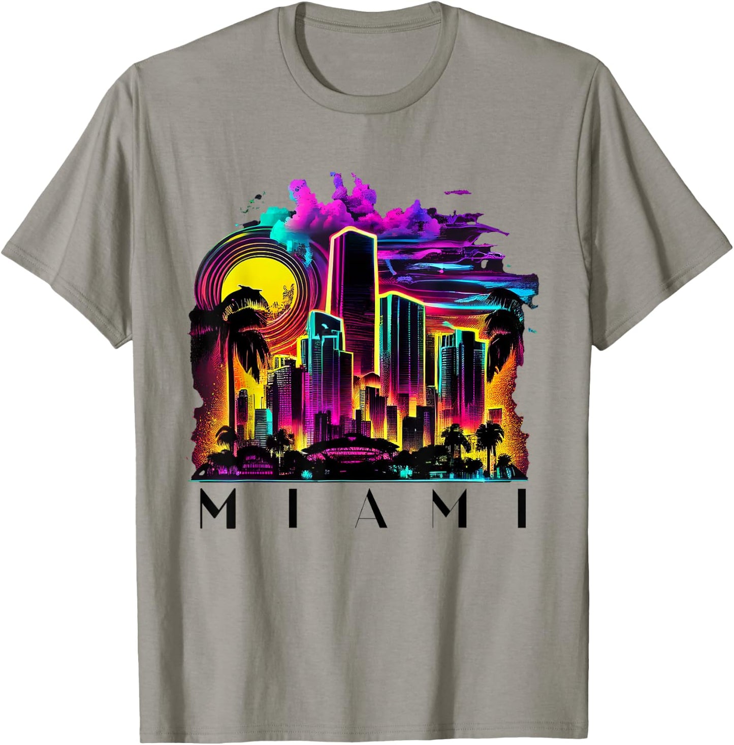 Miami Men Florida Vibrant Colorful Miami Souvenir T-Shirt - T-Shirt | Sand