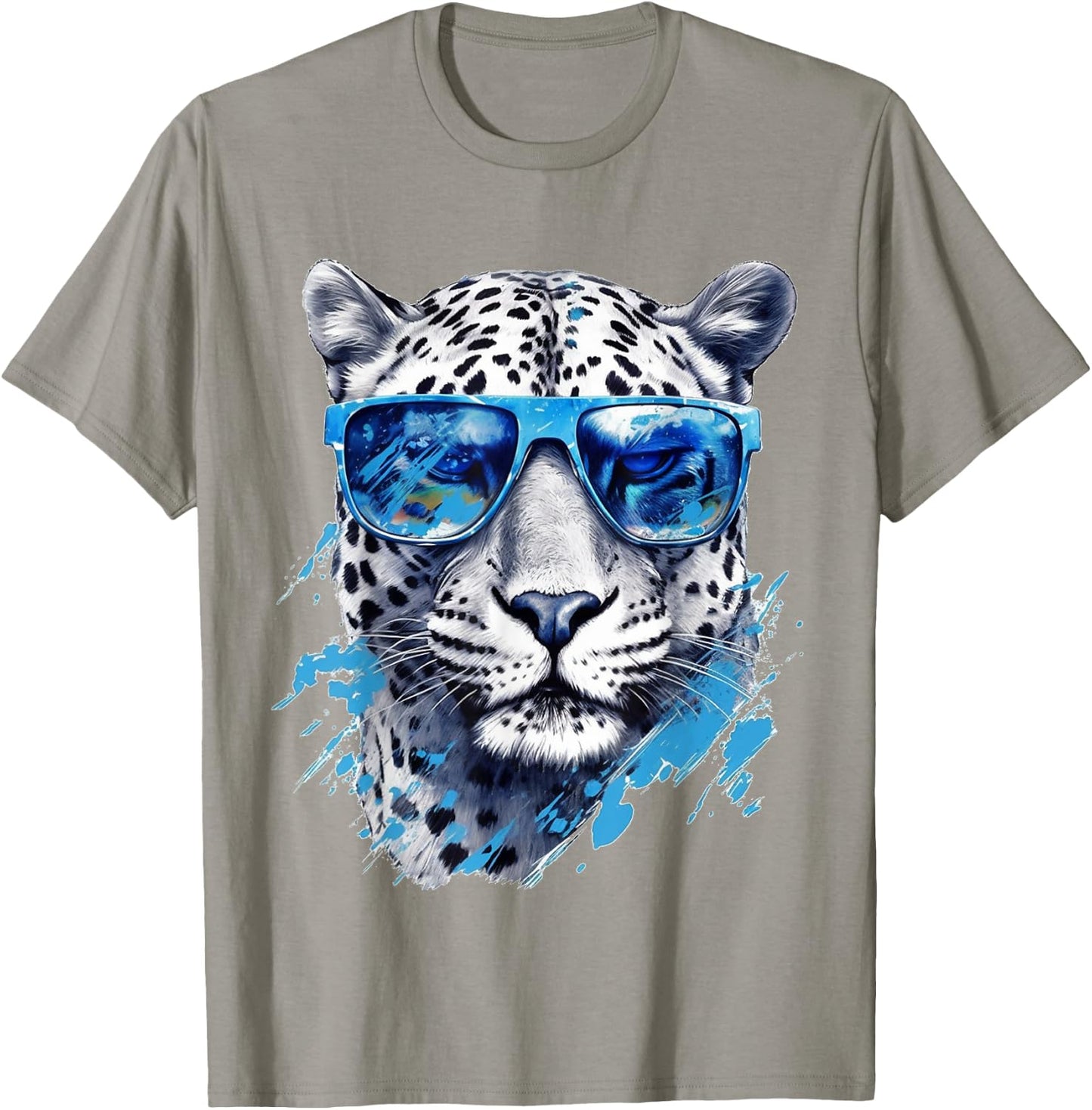 White Leopard Sunglasses Art - Animal Leopard T-Shirt - T-Shirt | Sand