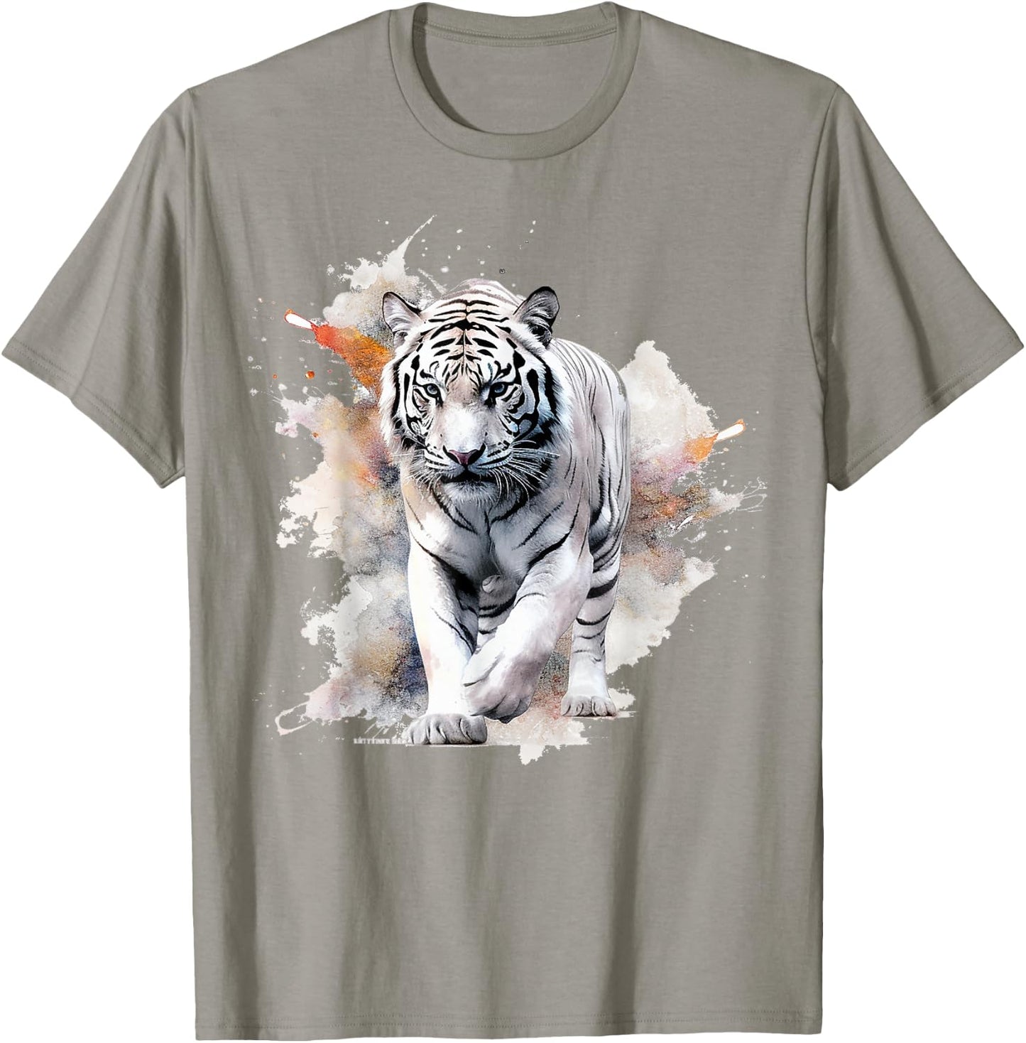White Tiger Lover Artwork | Animal Motif Tiger T-Shirt - T-Shirt | Sand