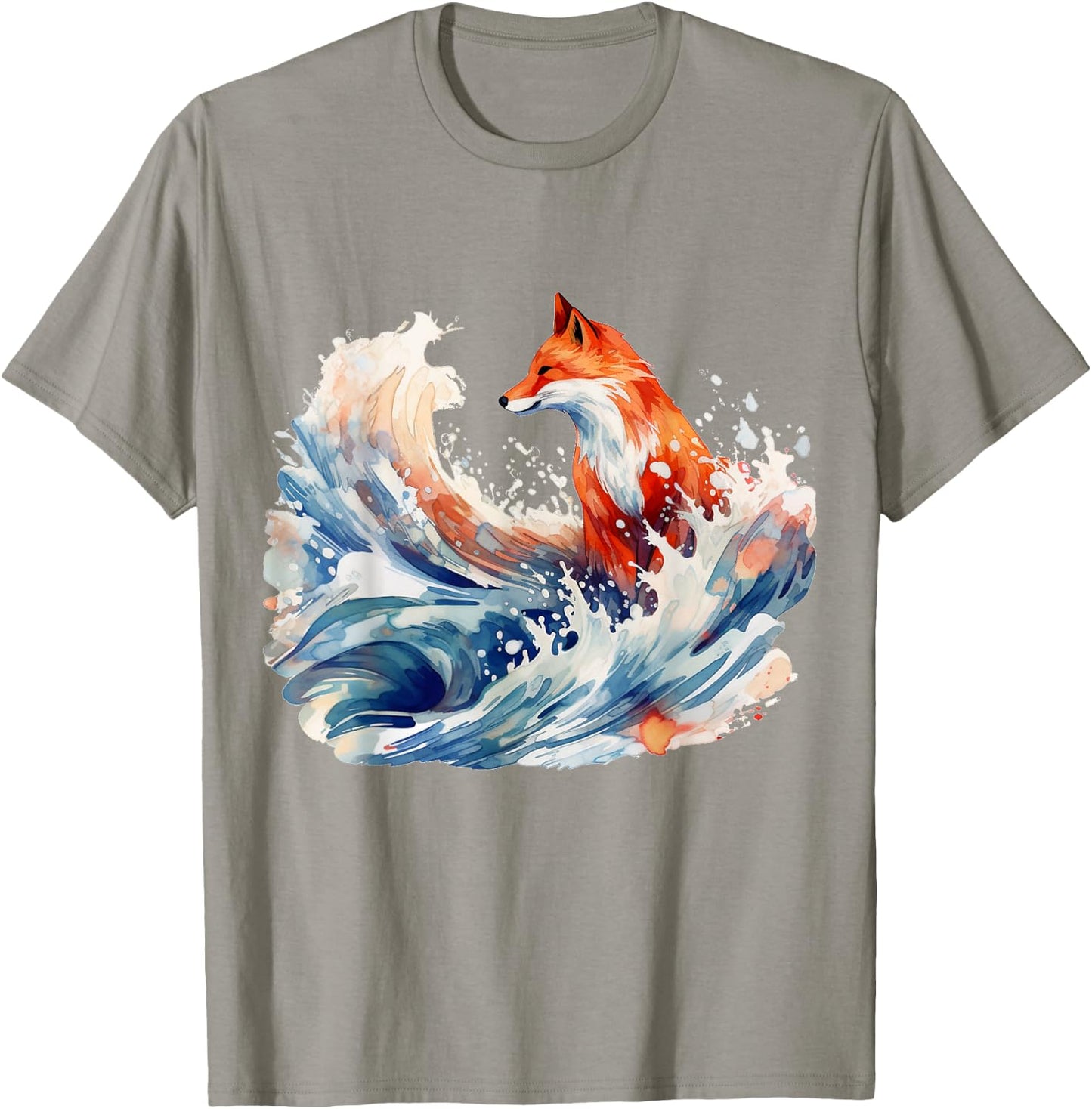 Fox Wave Artwork, Animal Art, Fox T-Shirt - T-Shirt | Sand