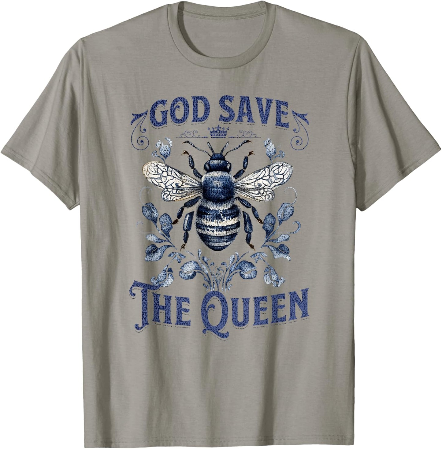 God Save the Queen Native Gardening Bee Graphic T-Shirt - T-Shirt | Sand