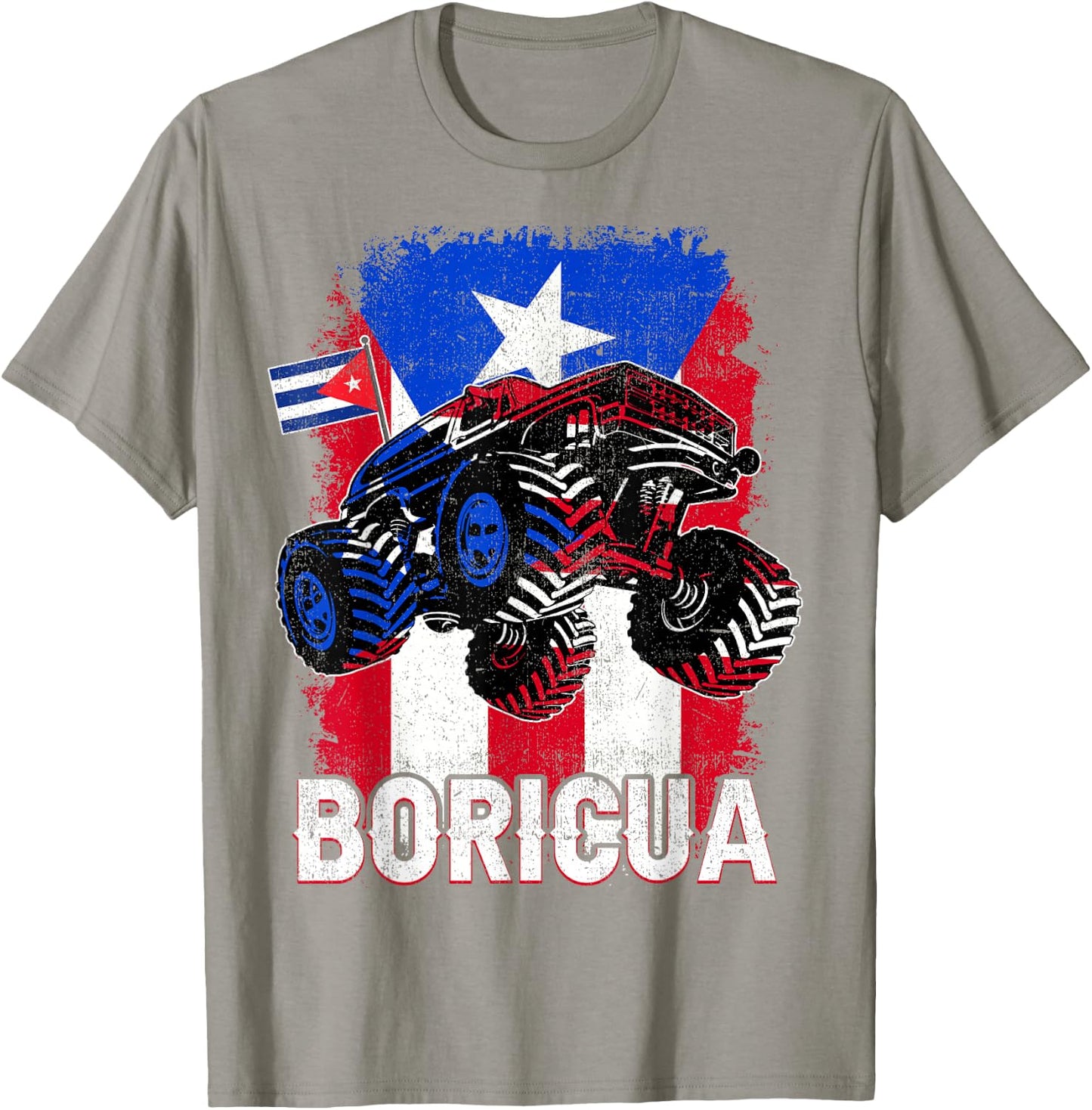 Boricua Puerto Rico Kid Boy Toddler Monster Truck Rican Flag T-Shirt - T-Shirt | Sand