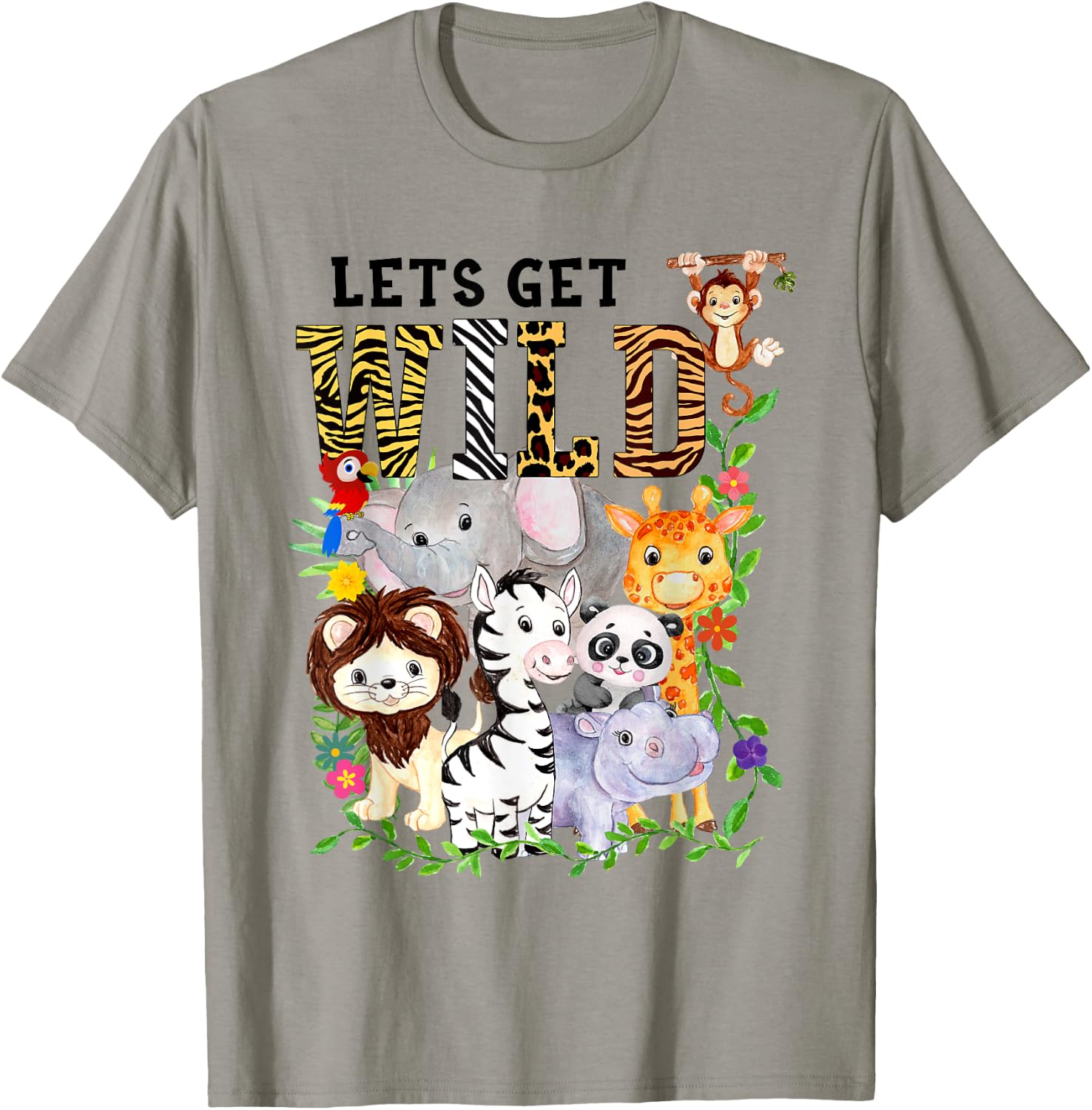 Let's Get Wild Zoo Animals Safari Party A Day At The Zoo T-Shirt - T-Shirt | Sand