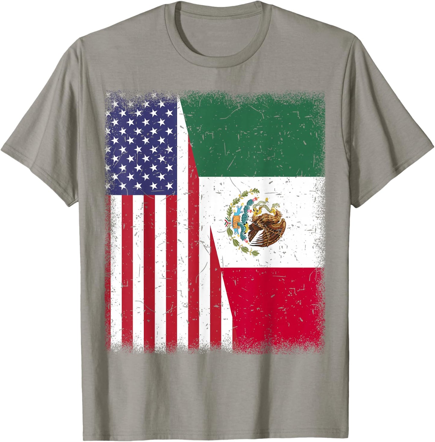 Mexico Half American Flag Mexican Independence Day Men Women T-Shirt - T-Shirt | Sand