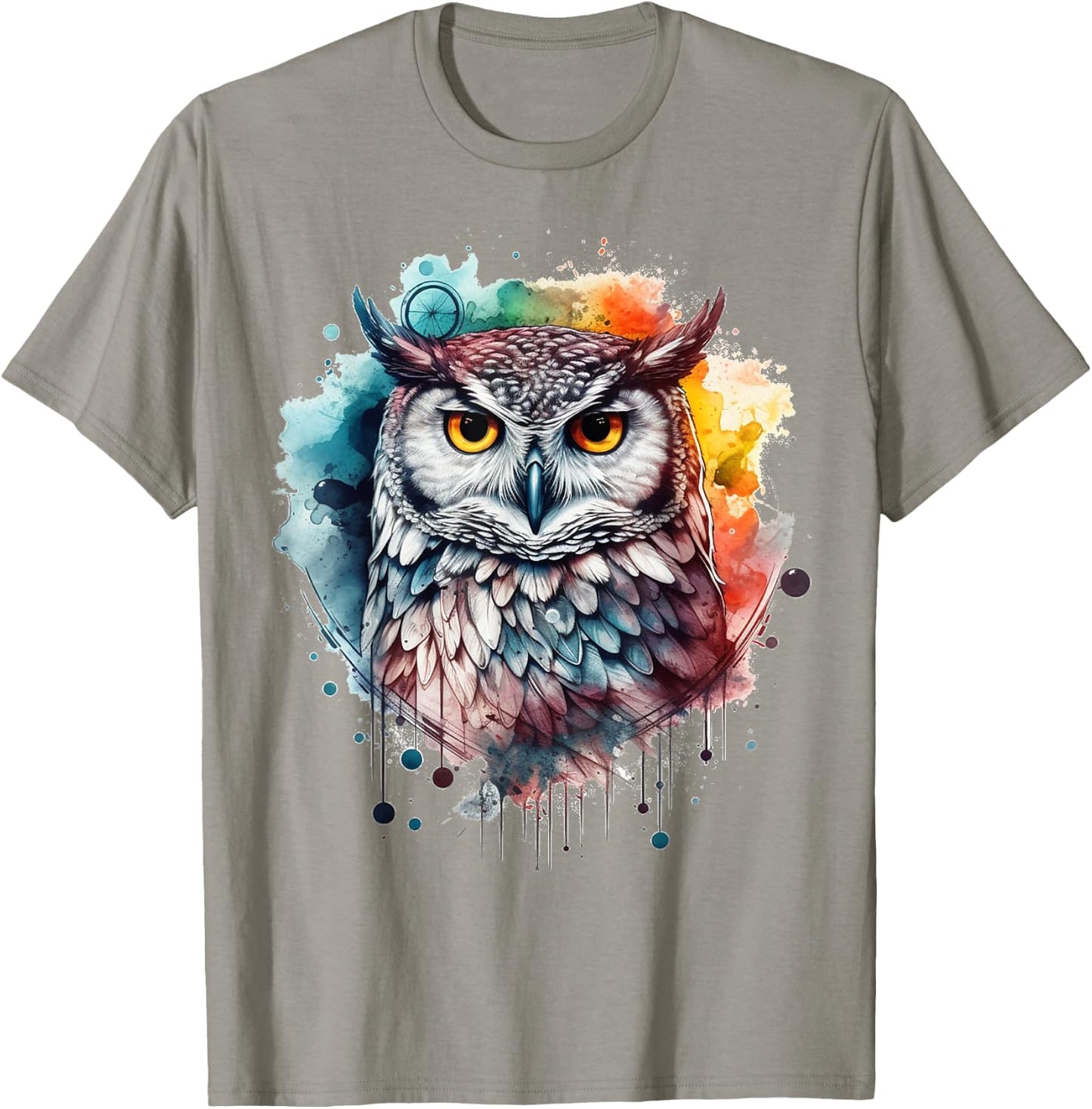 Owl artwork, colourful animal lovers, bird art, animal owl T-Shirt - T-Shirt | Sand