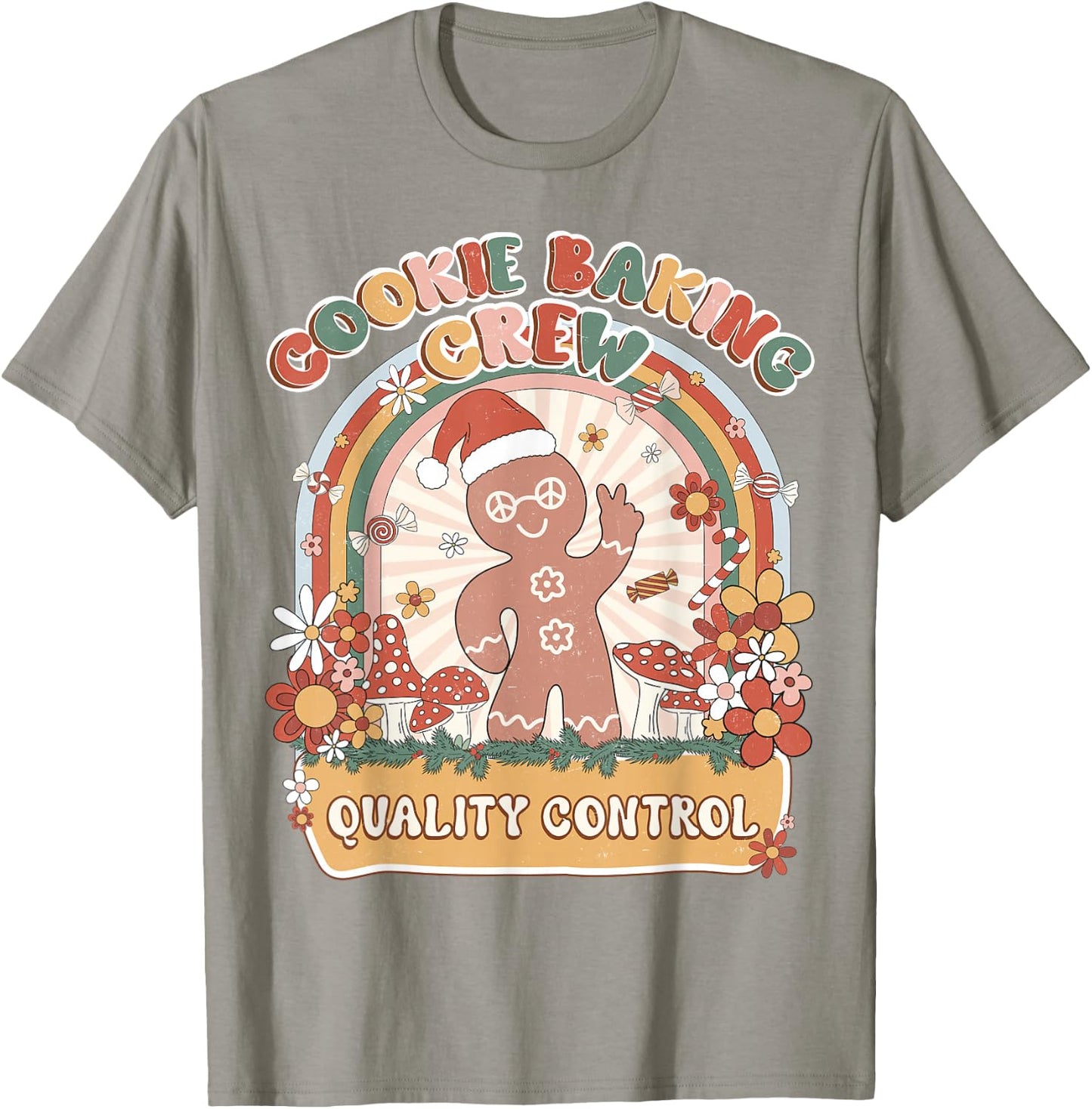 Quality Control Cookie Baking Crew Retro Groovy Matching T-Shirt - T-Shirt | Sand