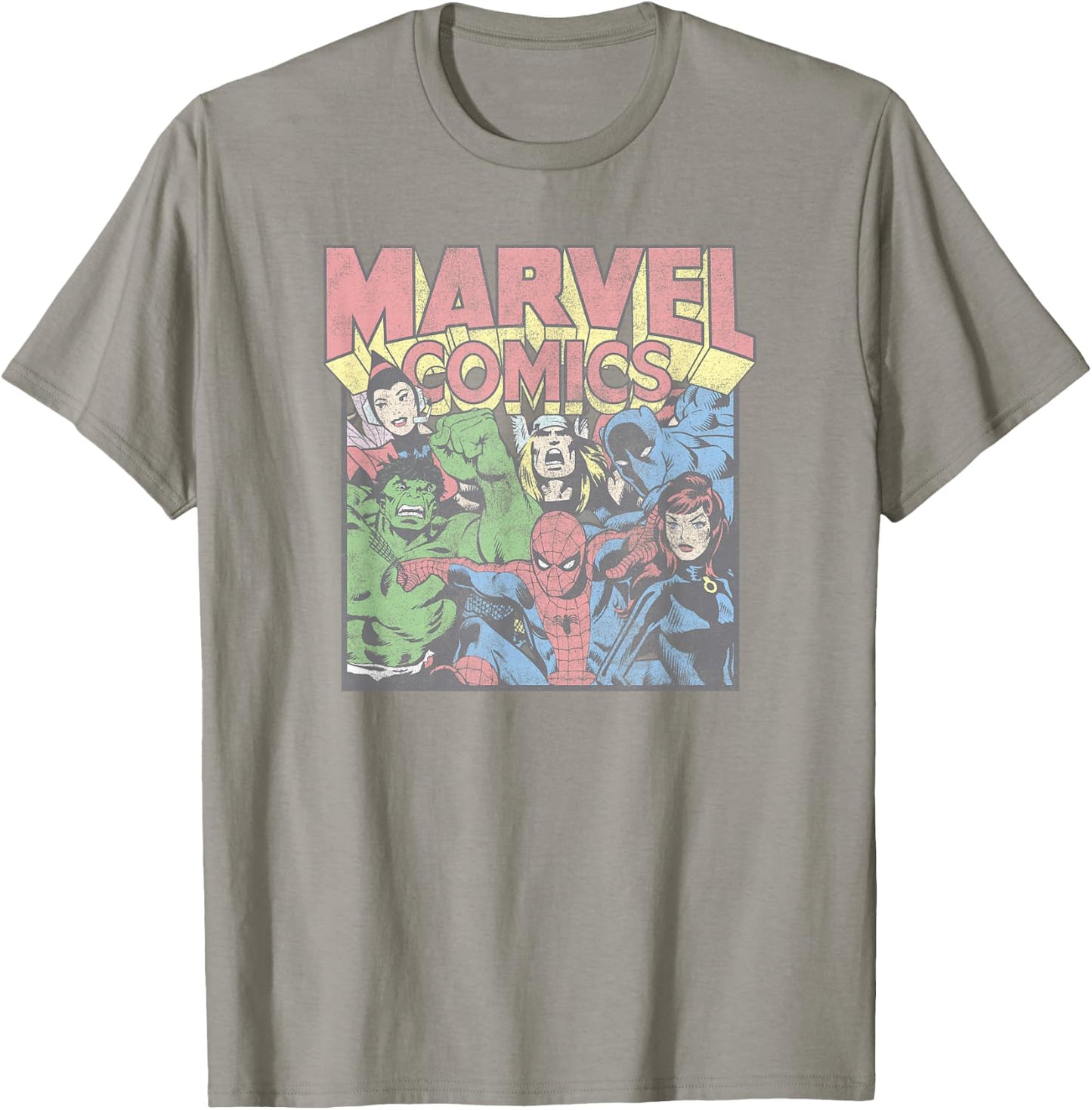 Marvel Avengers Comic Vintage Superheroes Group Shot T-Shirt - T-Shirt | Sand