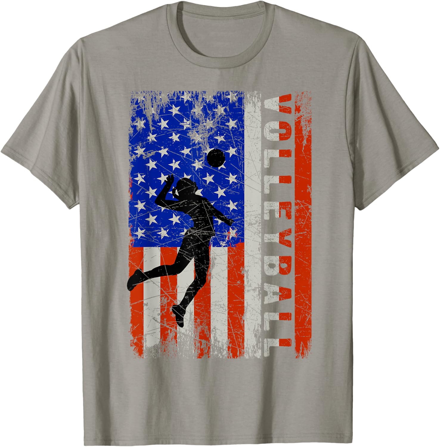 American Flag Volleyball-Shirt Girl Teen Women USA Patriotic T-Shirt - T-Shirt | Sand