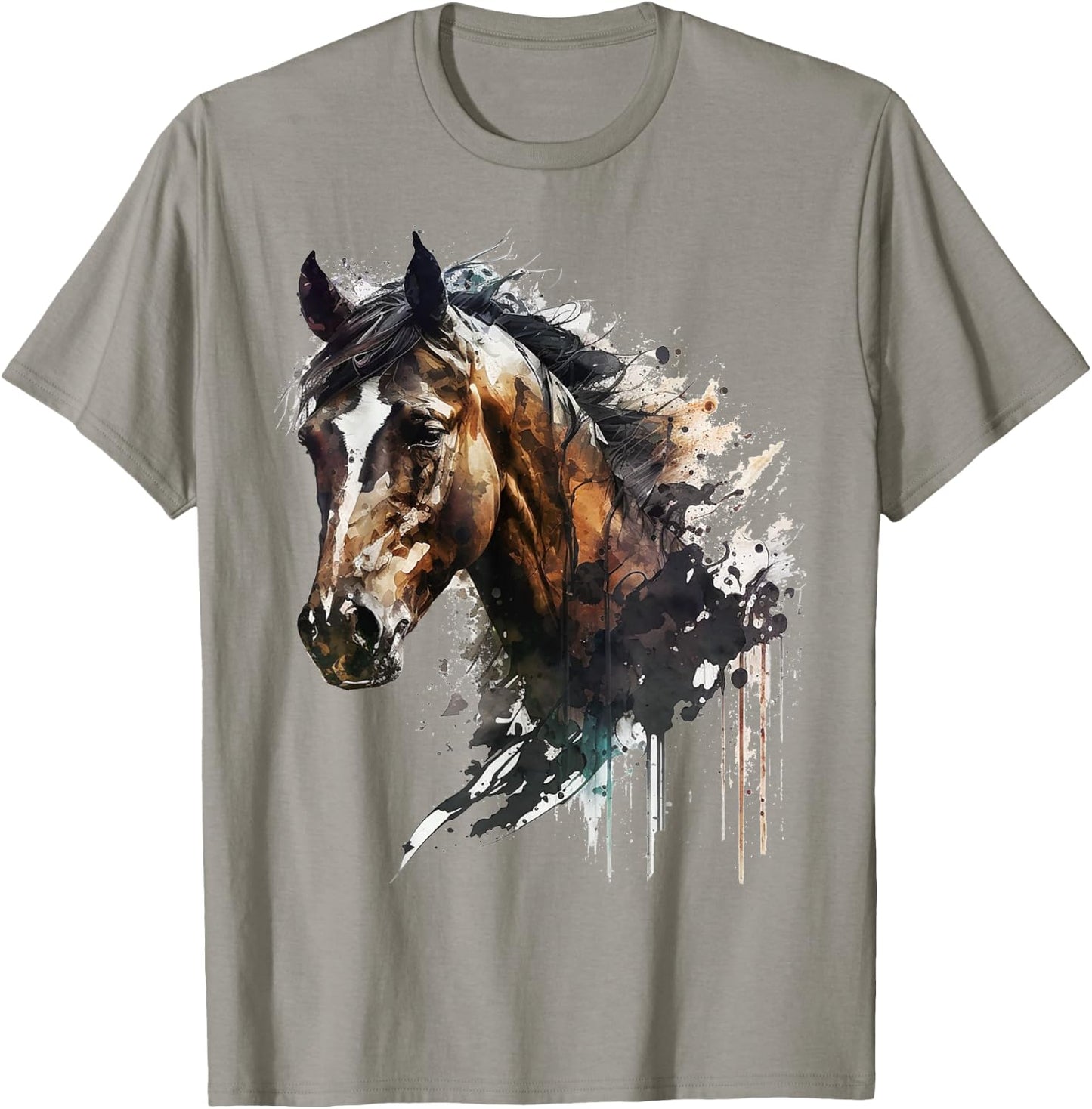 Horse riding art animal print horse motif horse T-Shirt - T-Shirt | Sand