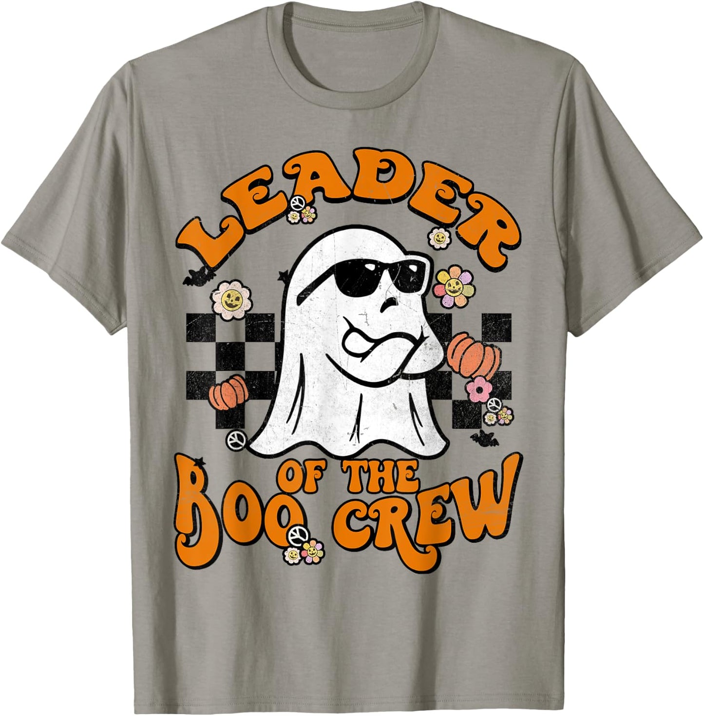 Leader Boo Crew Groovy Matching Family Halloween Men Women T-Shirt - T-Shirt | Sand