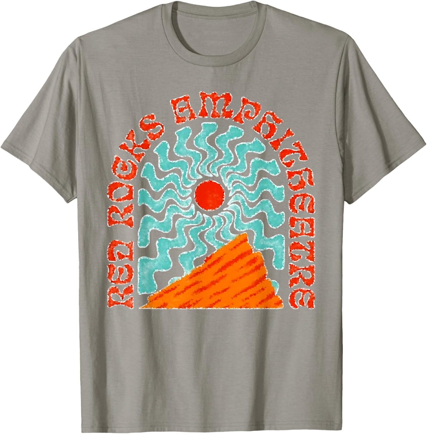 Best Music Venues Red Rocks Amphitheater Colorado Hippie - Adults - Blue - Short Sleeve - Cotton 100% - Small - Crew Collar - Modern - Retro T-Shirt - T-Shirt | Sand