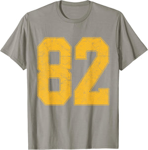 Number 82 Numbered Uniform Sports Team Jersey 82nd Birthday T-Shirt - T-Shirt | Sand