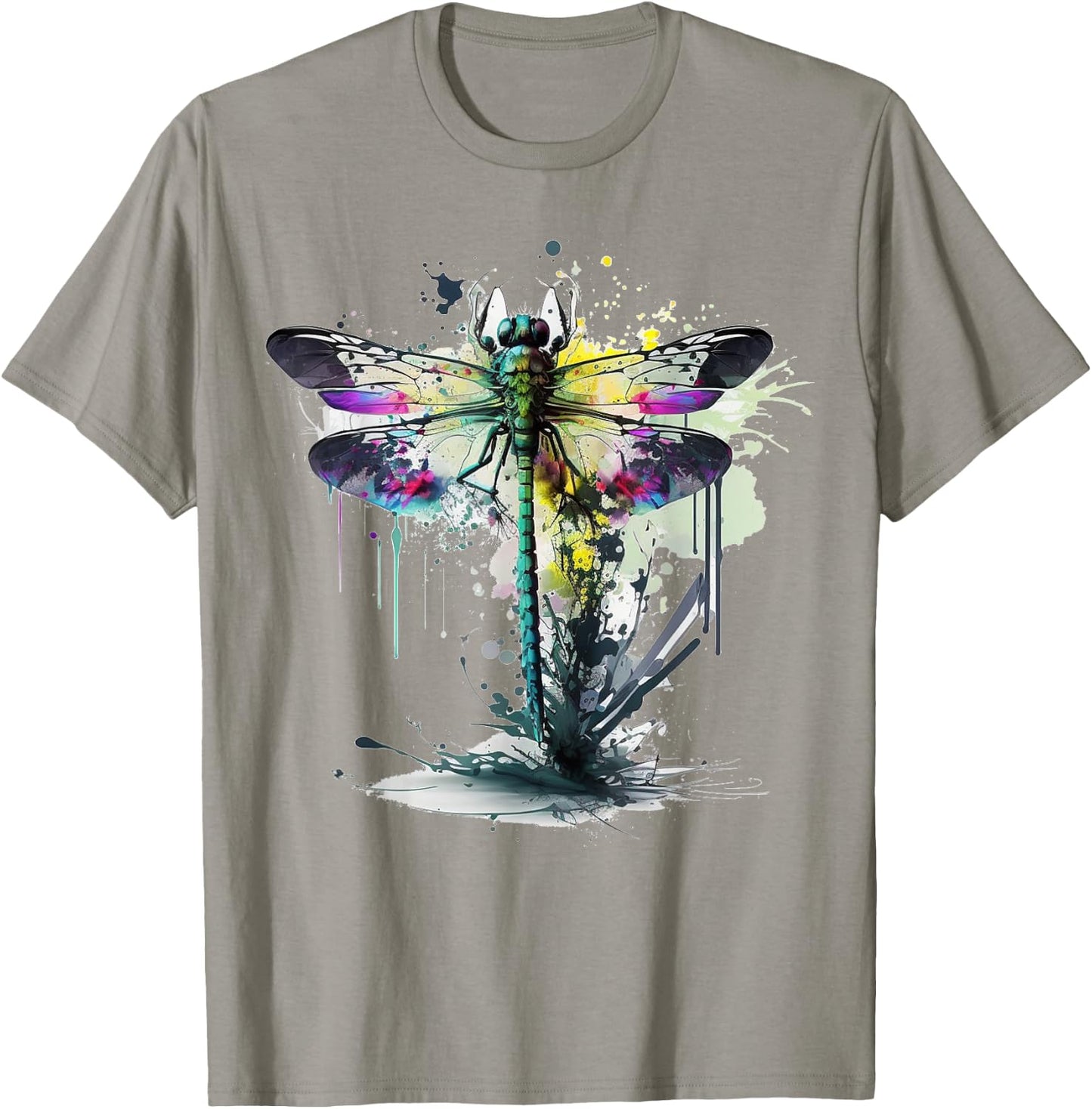 Dragonfly Animal Art Colourful Abstract Dragonfly T-Shirt - T-Shirt | Sand
