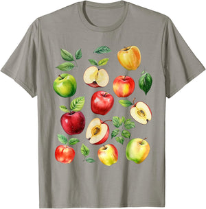 Apple Picking Farmer Apple Varieties Watercolor Farm Fresh T-Shirt - T-Shirt | Sand
