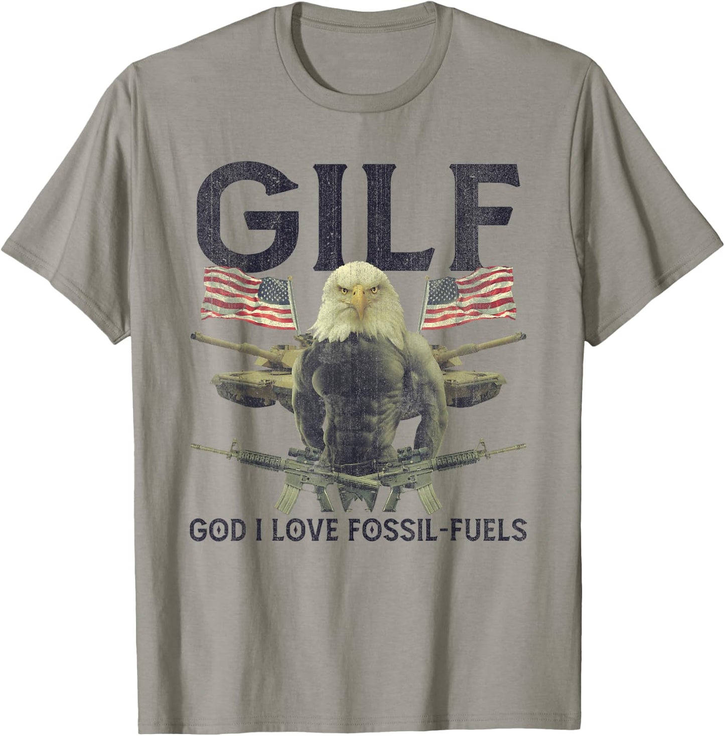 GILF God I Love Fossil-Fuels Eagle American Flag Women Men T-Shirt - T-Shirt | Sand