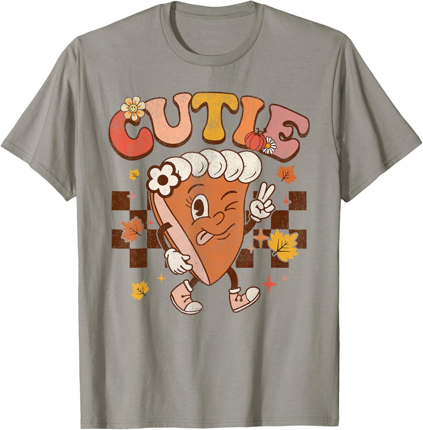 Groovy Retro Pumpkin Pie Cutie Thanksgiving Pie Dinner T-Shirt - T-Shirt | Sand