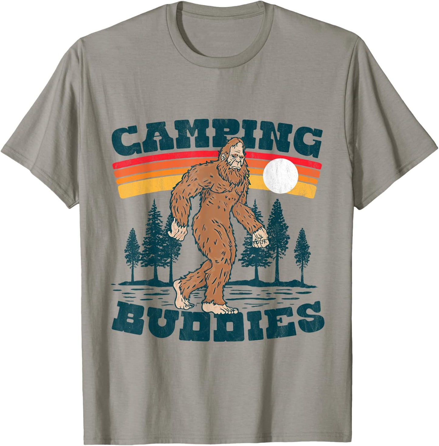 Camping Buddies Funny Camper Bigfoot Group Outdoor Sasquatch T-Shirt - T-Shirt | Sand
