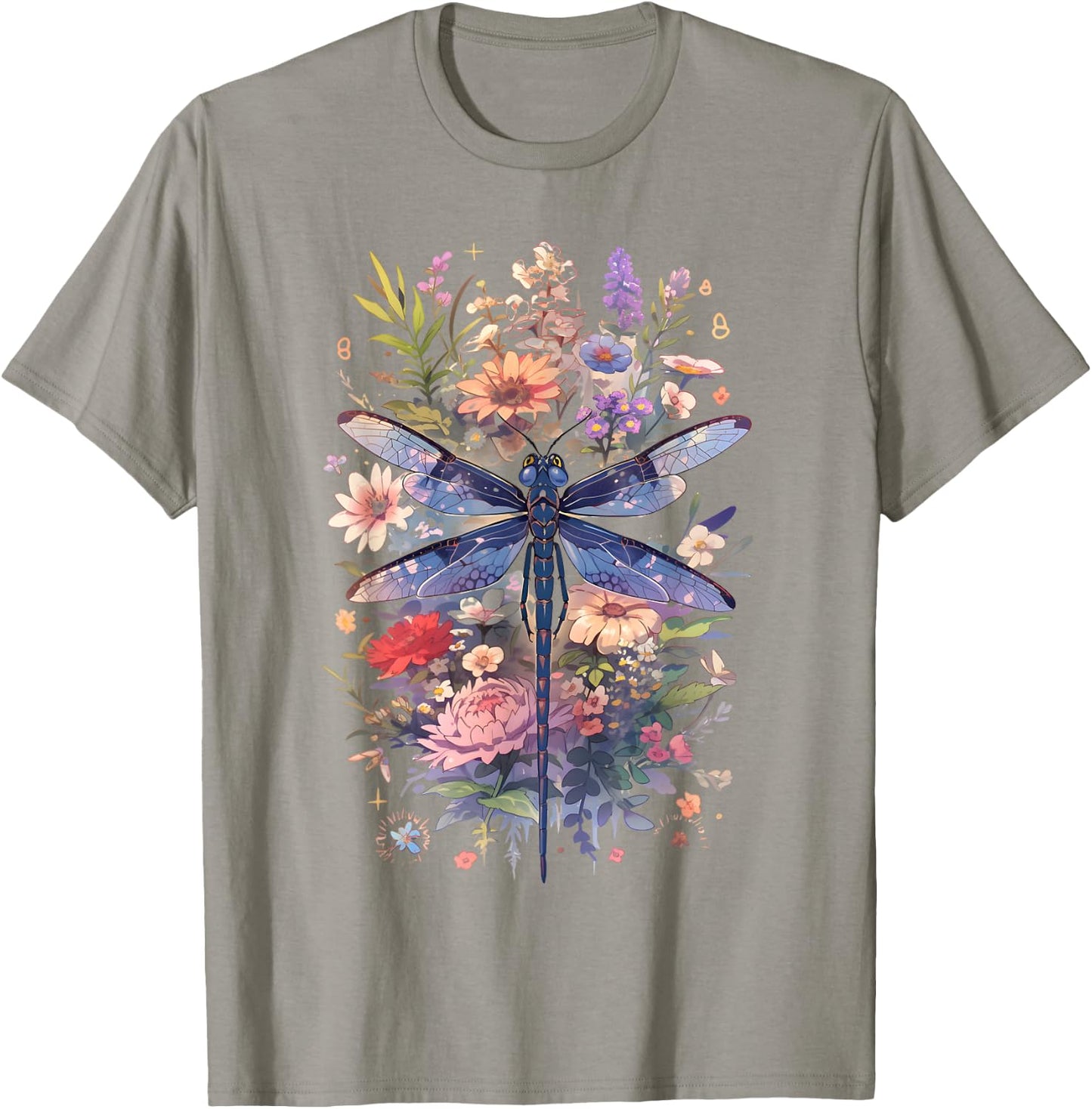Beautiful Dragonfly Watercolor Art Insect Lover Earth Day T-Shirt - T-Shirt | Sand