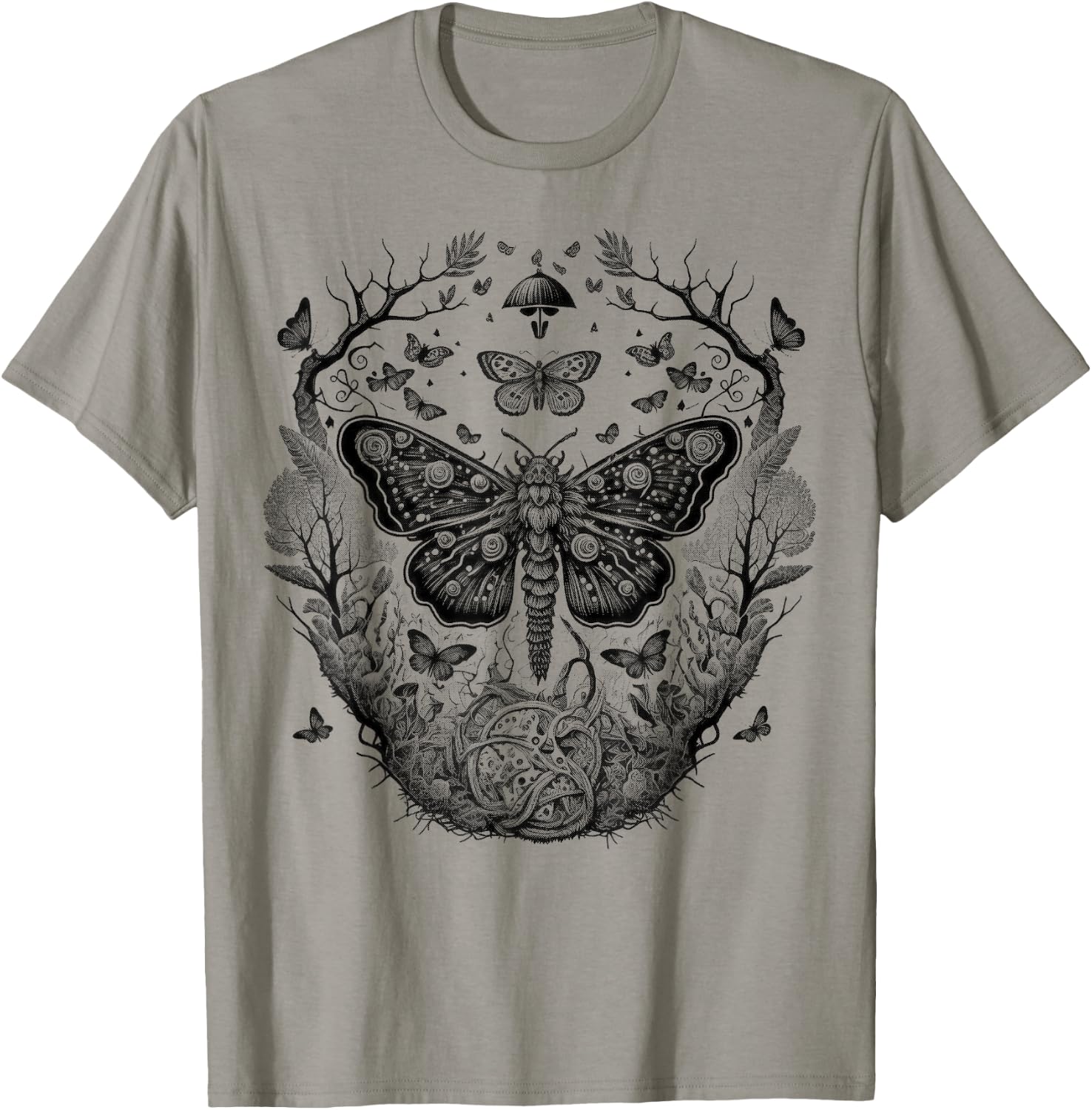 Cute Fairycore Floral Moth Aesthetic Girls Women Graphic T-Shirt - T-Shirt | Sand
