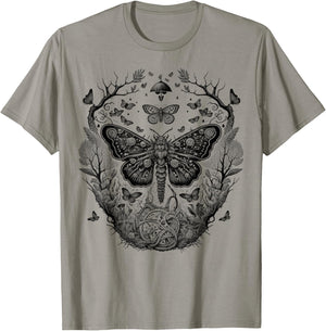 Cute Fairycore Floral Moth Aesthetic Girls Women Graphic T-Shirt - T-Shirt | Sand