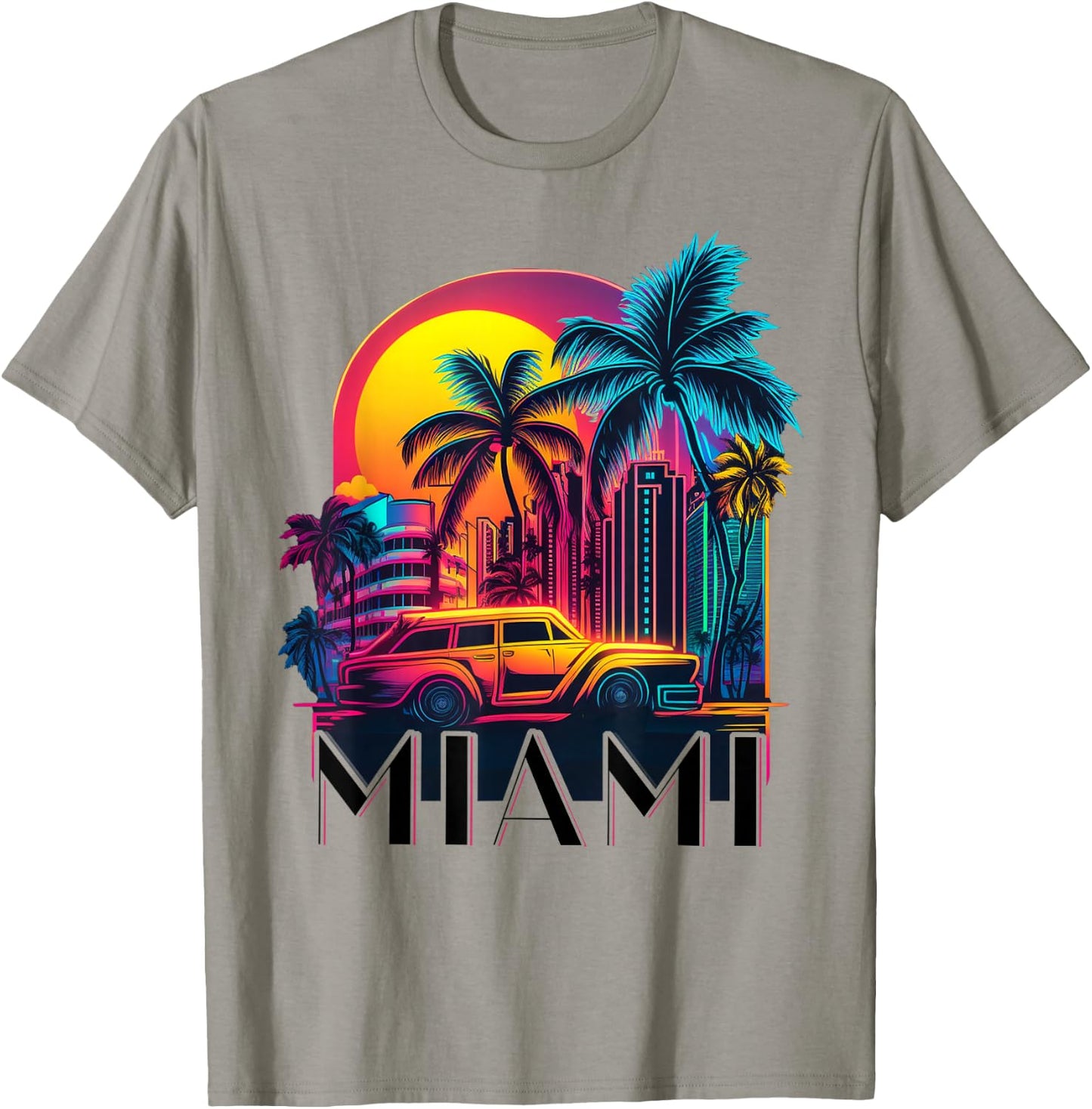 Miami Men Florida Vibrant Colorful Miami Souvenir T-Shirt - T-Shirt | Sand
