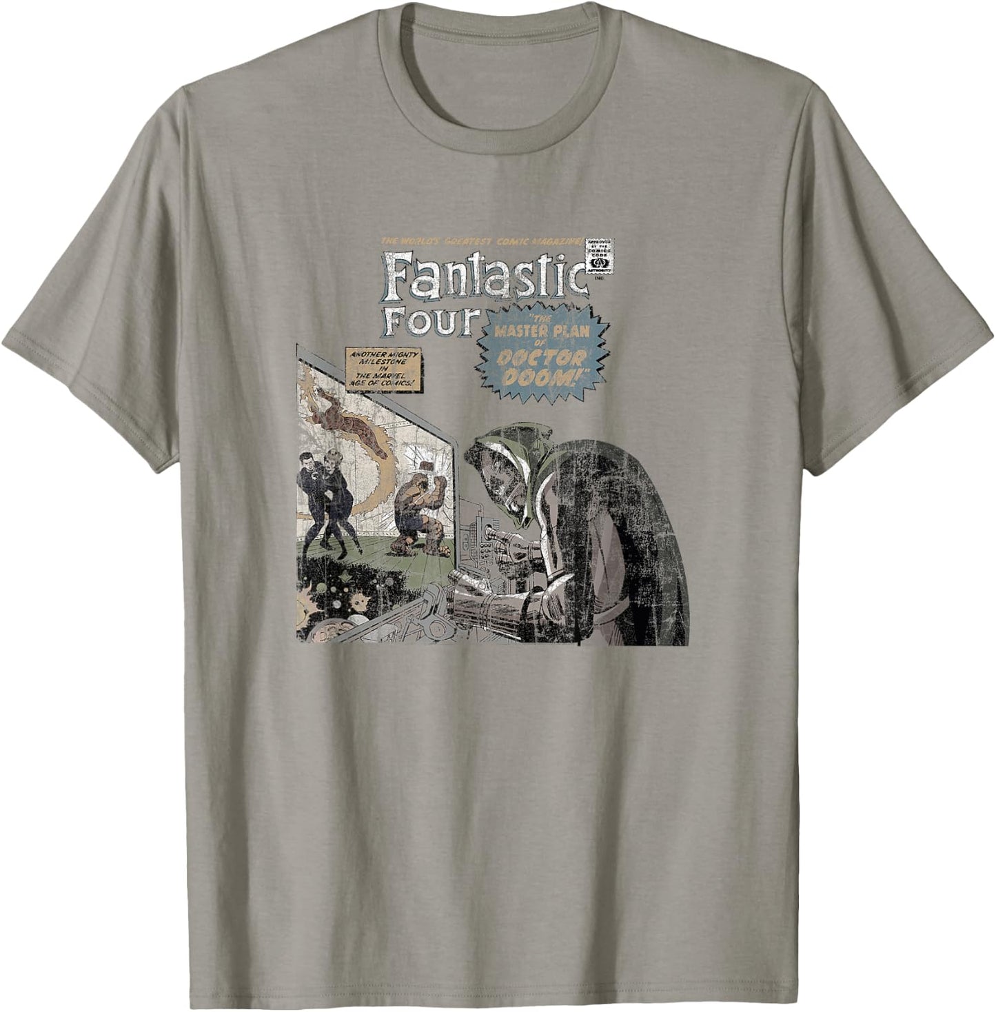 Marvel Fantastic Four Dr. Doom Vintage Comic Distressed T-Shirt - T-Shirt | Sand
