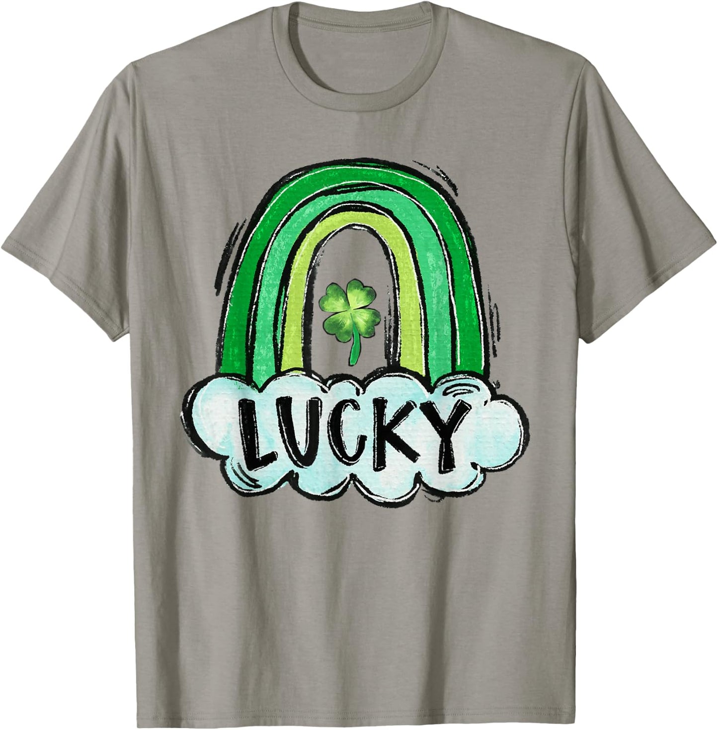 Lucky Rainbow St. Patrick's Day Shamrock Irish Women Girls T-Shirt - T-Shirt | Sand