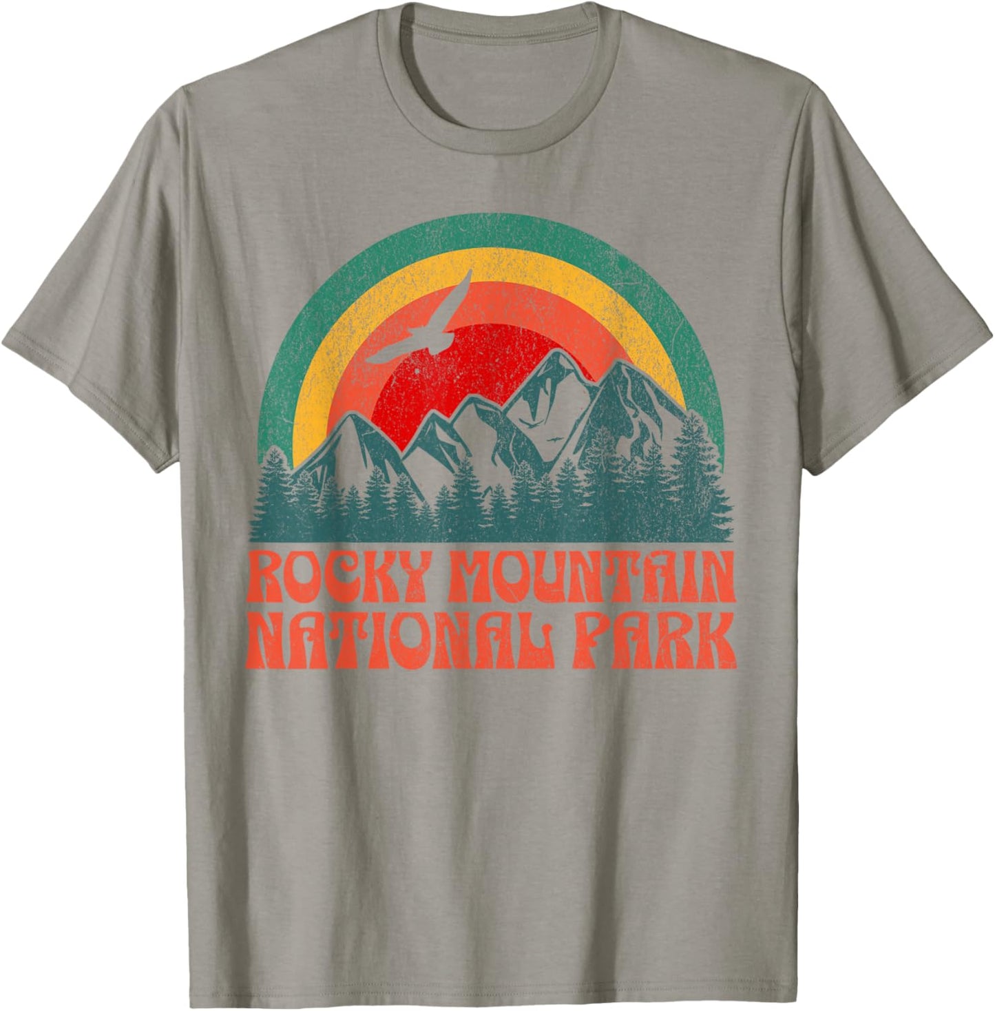 Rocky Mountain National Park Colorado USA Outdoor Women's Retro Yellow Modern Short Sleeve , Small T-Shirt - T-Shirt | Sand