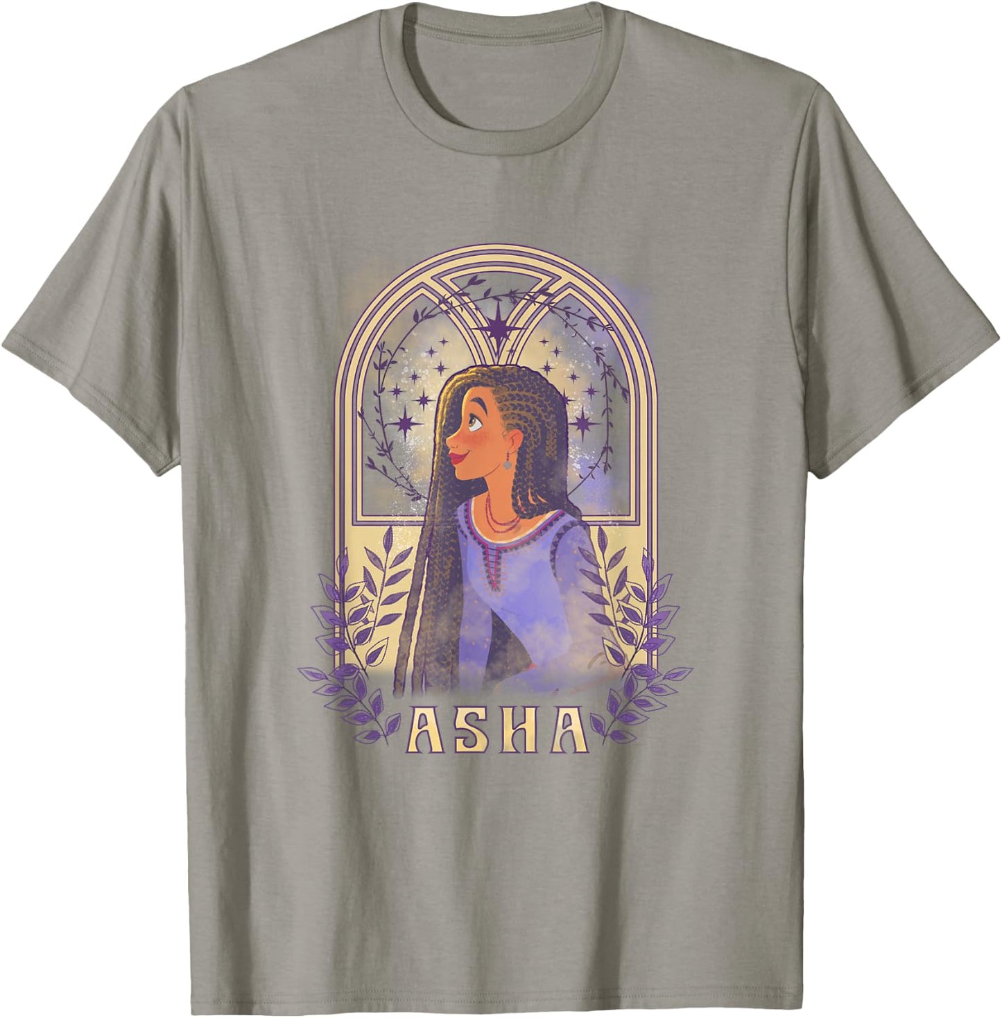 Disney Wish Asha & Star Watercolor Nouveau Window Portrait T-Shirt - T-Shirt | Sand
