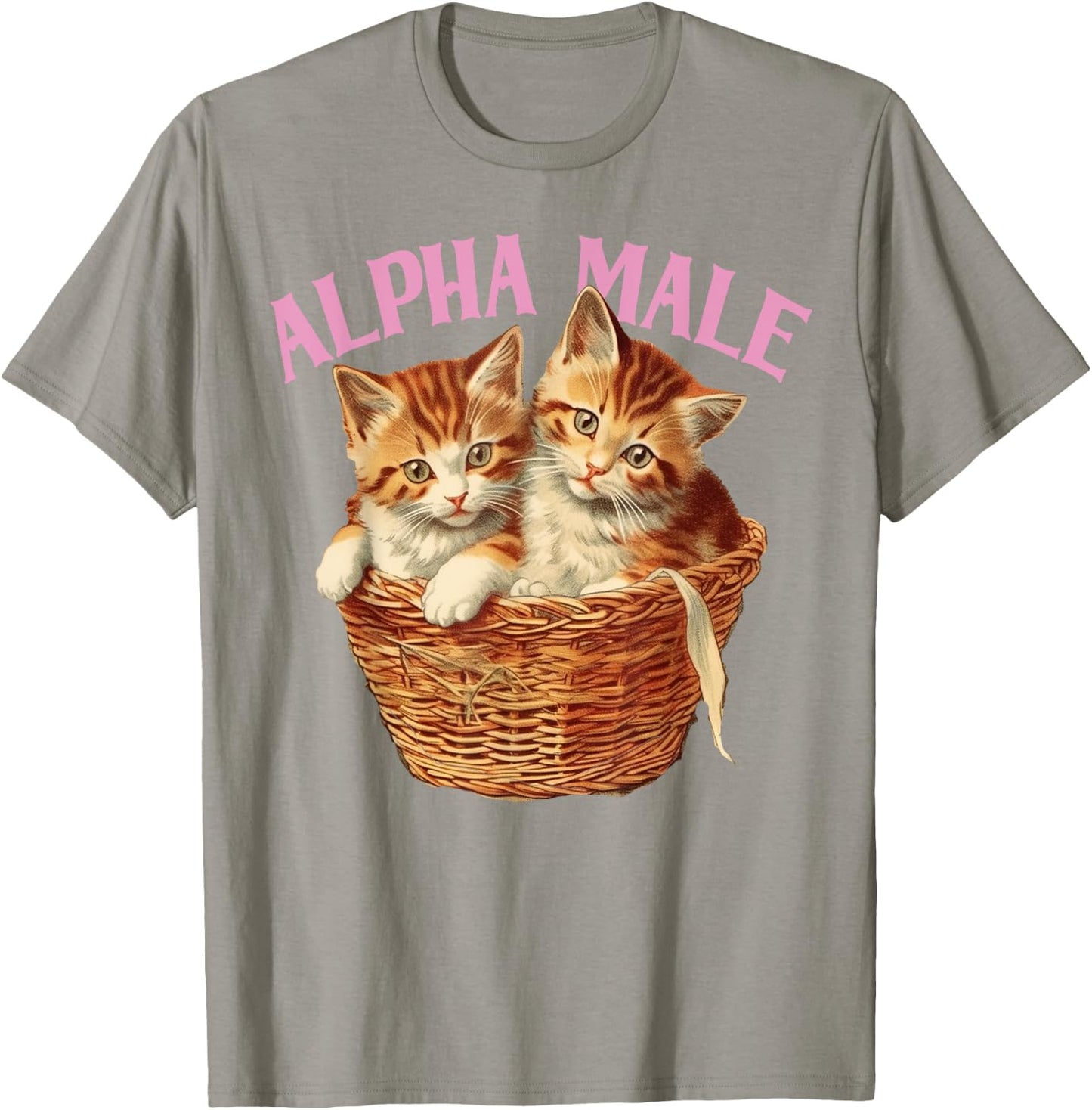 Funny Ironic Alpha Cat Male Kitten Joke Weird Y2K Humor T-Shirt - T-Shirt | Sand