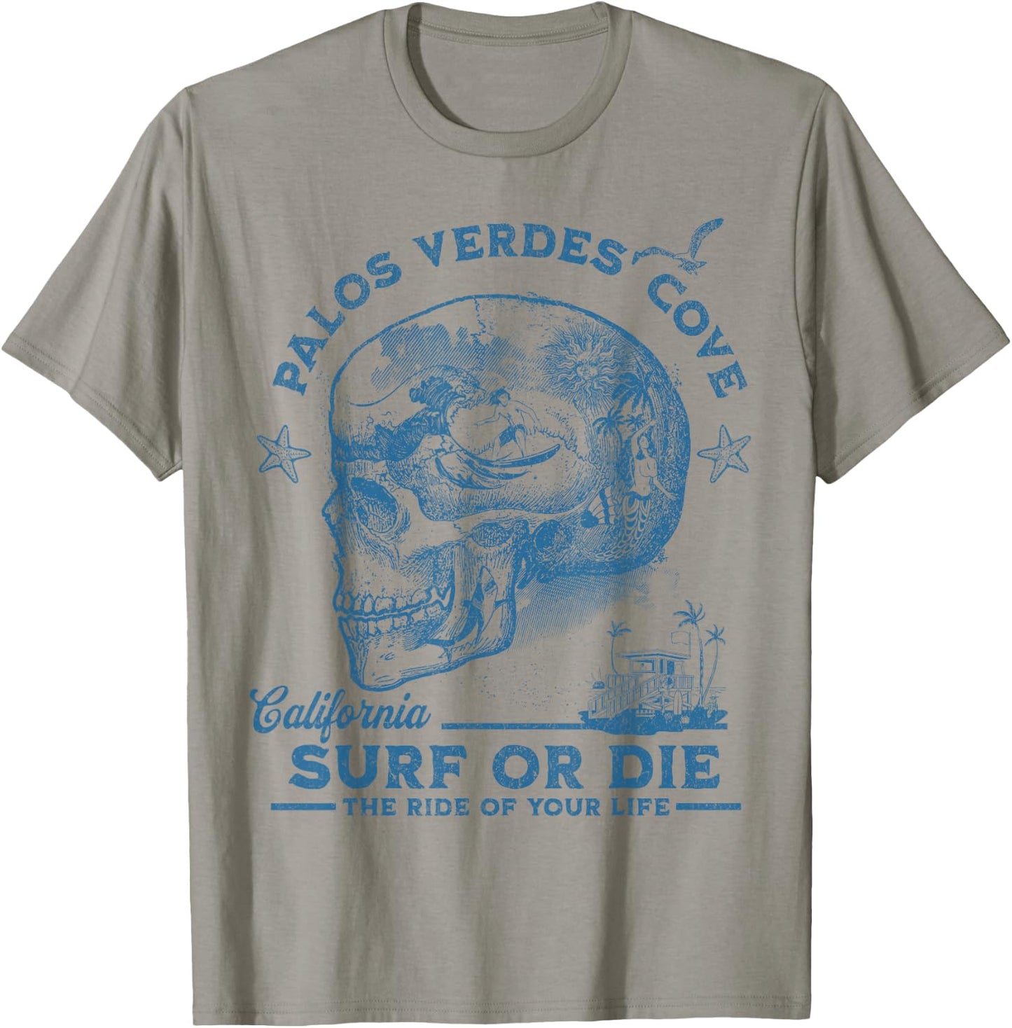 Palos Verdes Beach Surfing Girl Pacific Ocean Surf Board Men T-Shirt - T-Shirt | Sand