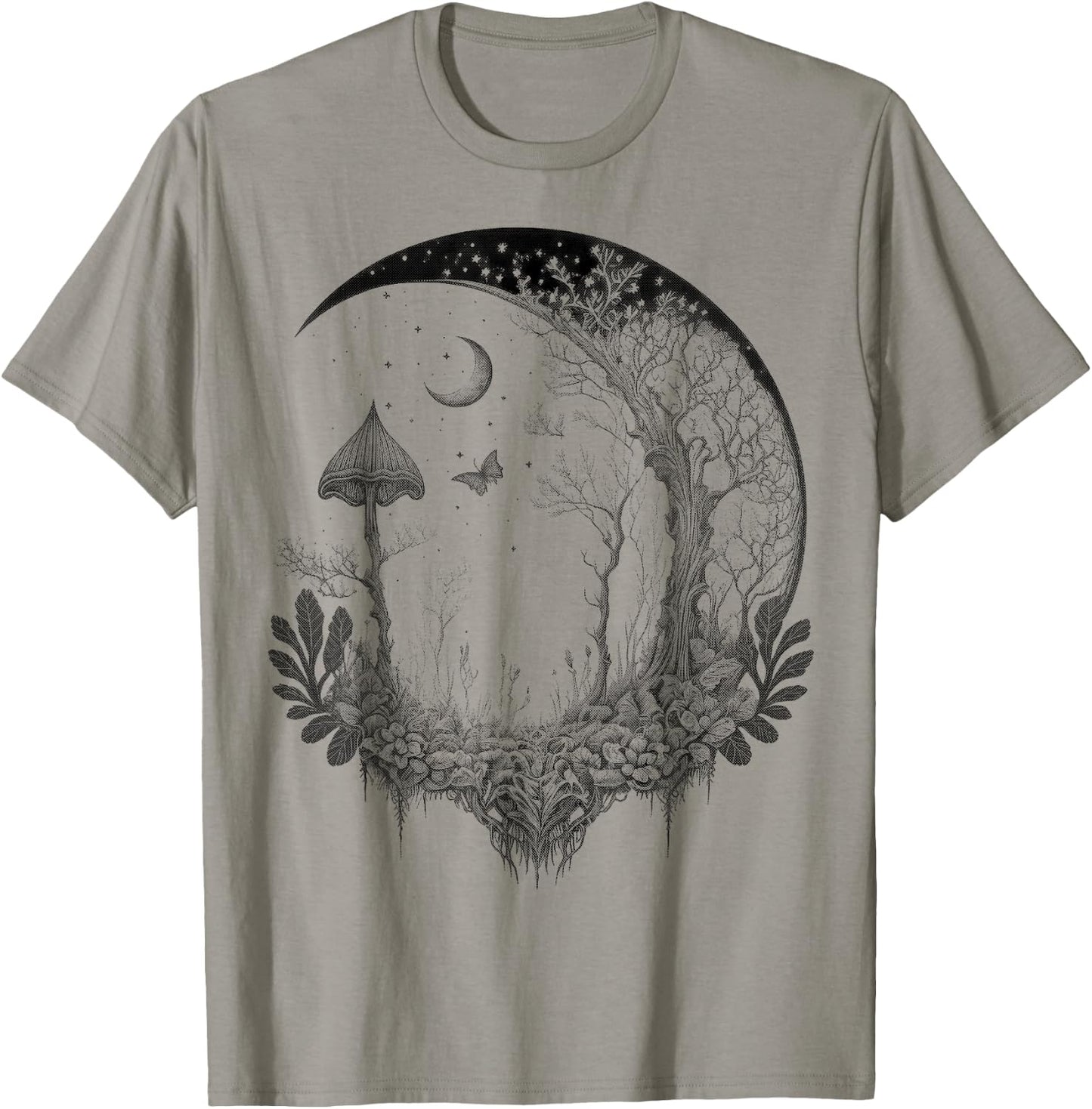 Cute Fairycore Floral Moon Aesthetic Girls Women Graphic T-Shirt - T-Shirt | Sand
