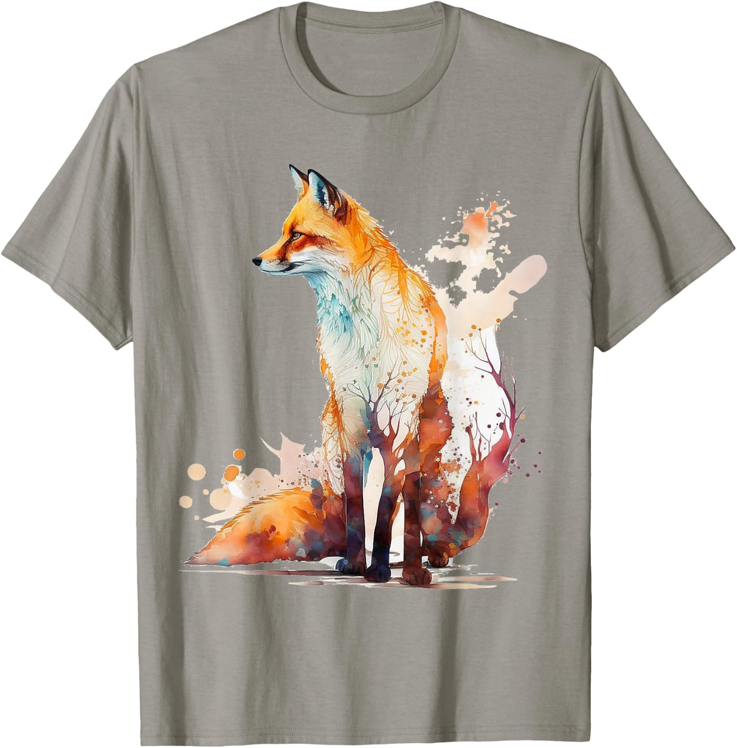 Fox Art Animal Lover Motif Animal Artwork Fox T-Shirt - T-Shirt | Sand