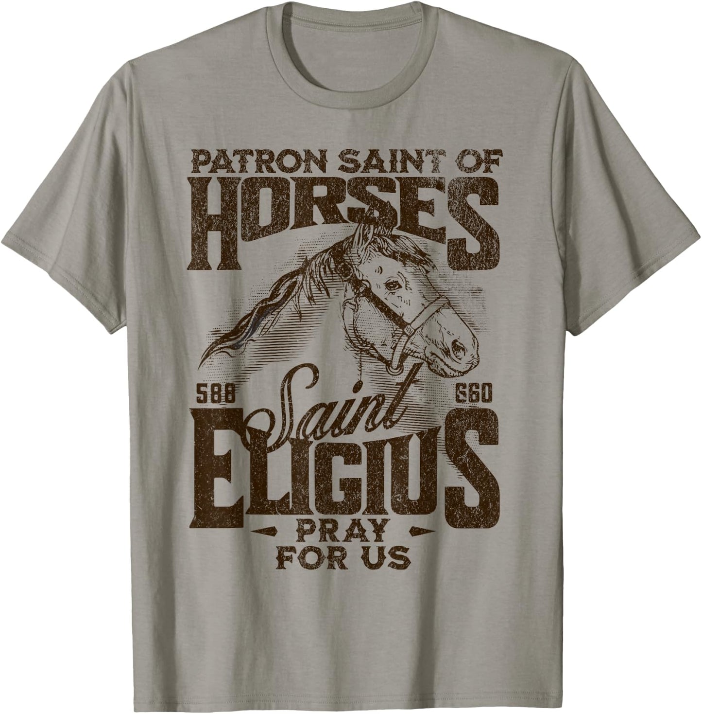 St Eligius Patron Saint of Horses Catholic Saint Horseback T-Shirt - T-Shirt | Sand